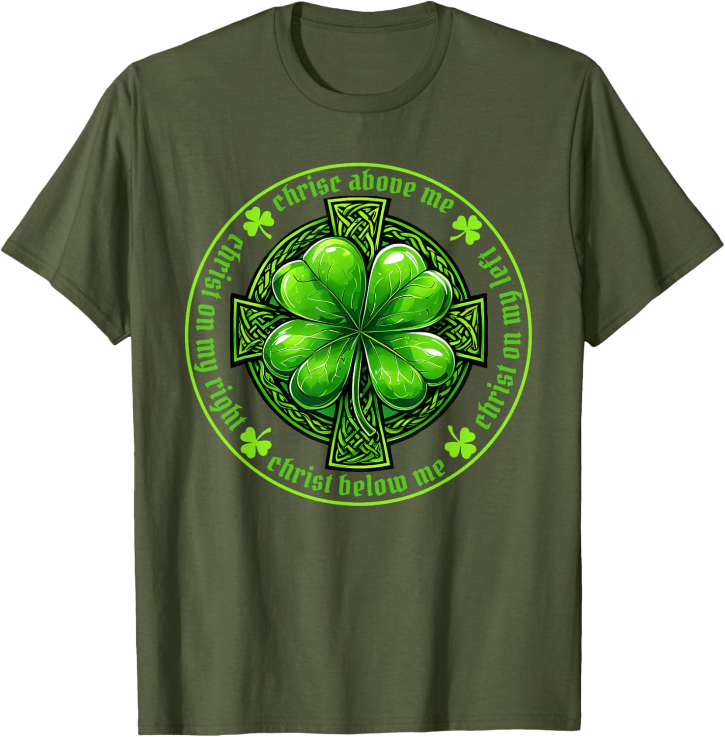 St Patrick's Breastplate Prayer T-Shirt Irish Cross Design for Catholics - 3