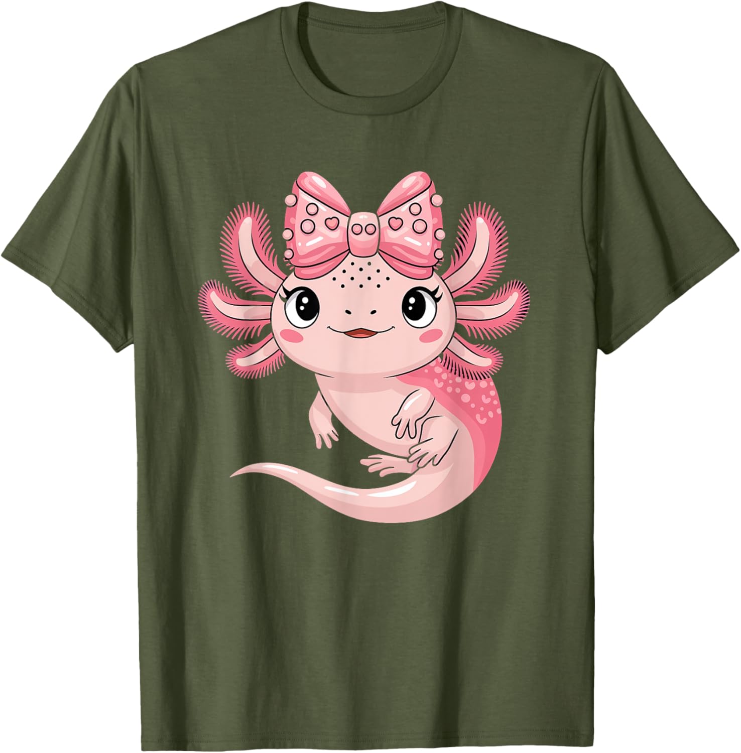 Cute Axolotl Girls Coquette Bow T-Shirt for Axolotl Lovers - 8