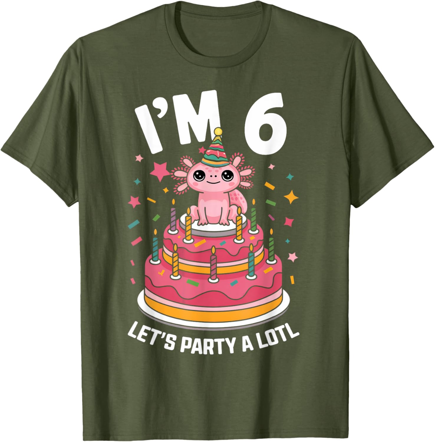 Cute Axolotl 6th Birthday T-Shirt for Kids Fun Birthday Party Outfit - 12