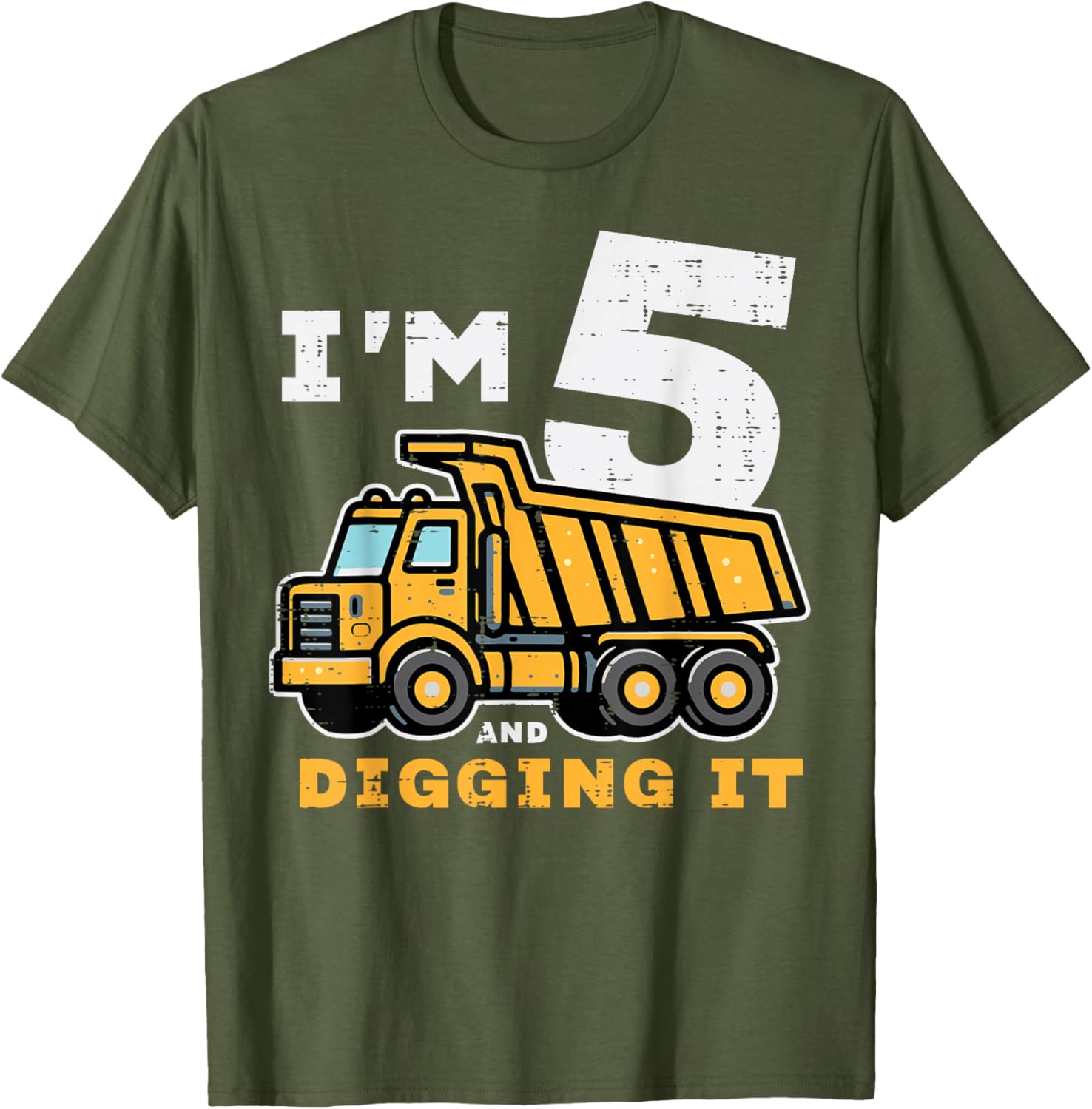 5th Birthday Dump Truck T-Shirt for Boys I’m 5 Digging It Fun Kids Tee - 25