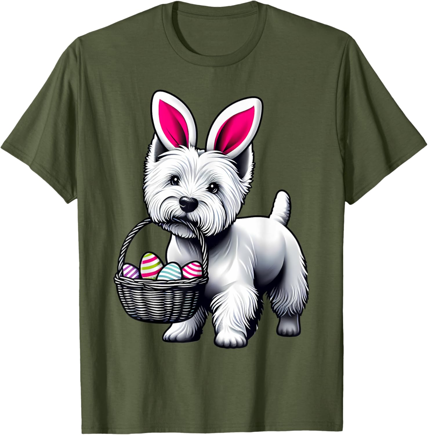 Adorable Bunny Ear West Highland Terrier Easter Eggs T-Shirt for Dogs - 11