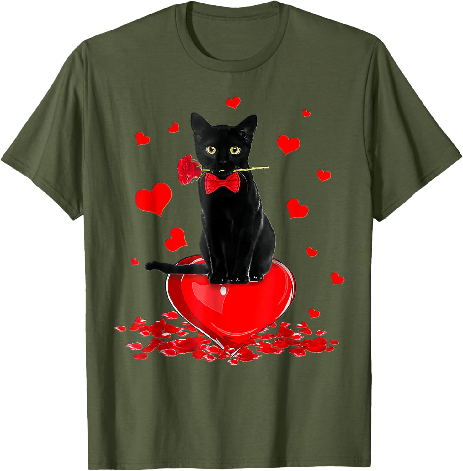 Cute Black Cat Valentine's Day Hearts T-Shirt for Cat Lovers - 12