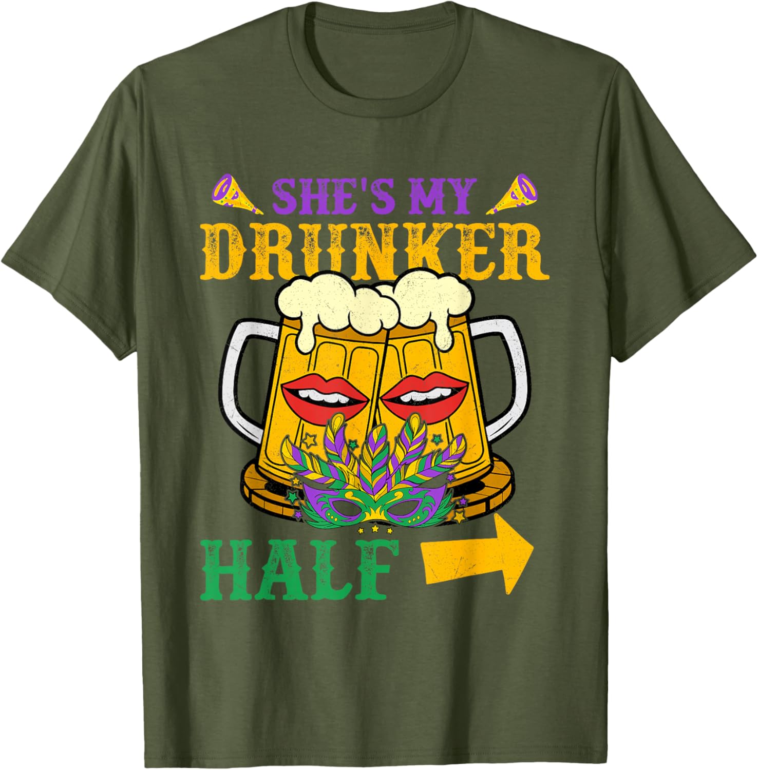 She's My Drunker Half Matching Mardi Gras T-Shirt for Couples - 15