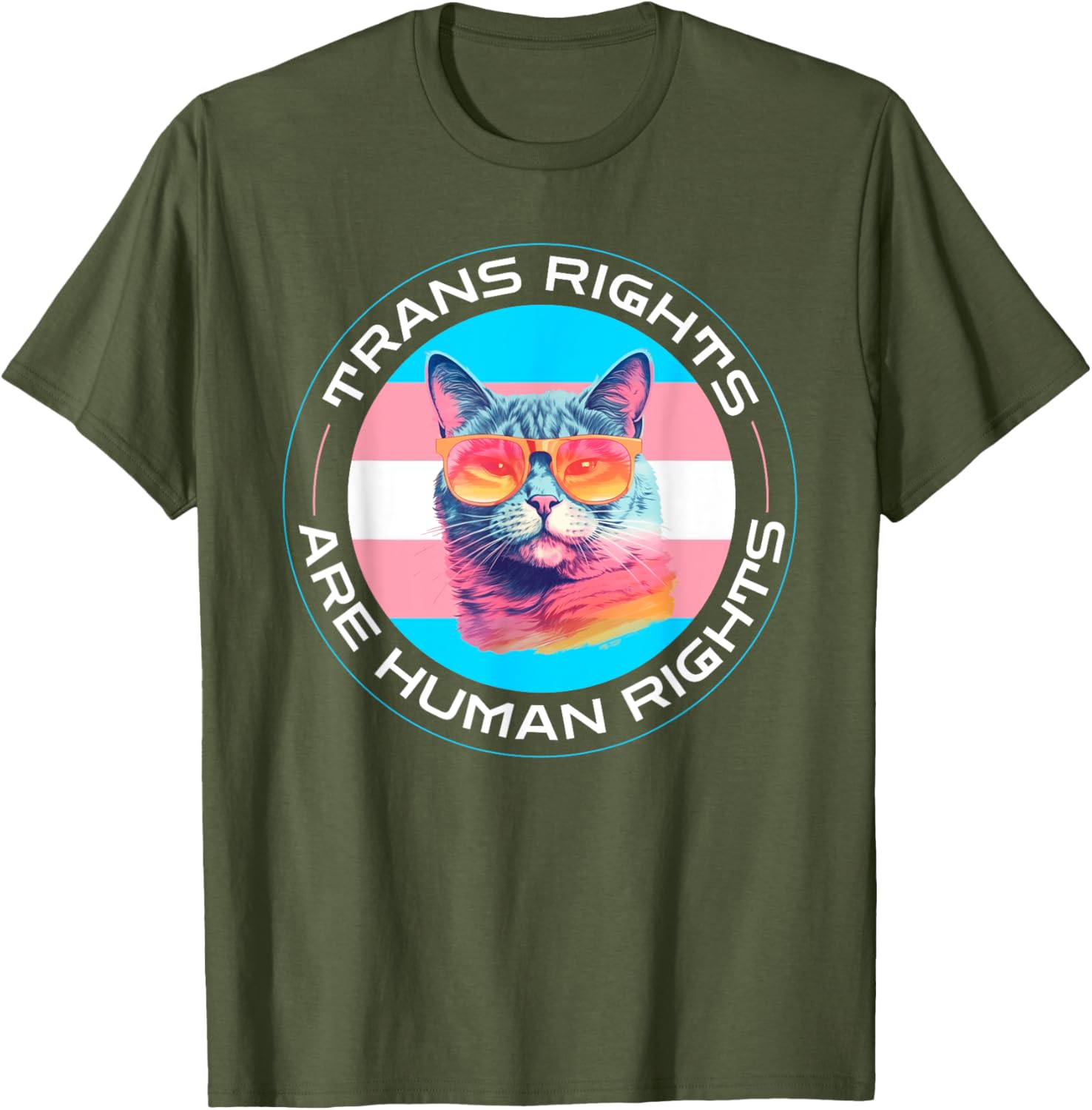 Trans Rights are Human Rights Pride Cat T-Shirt for LGBTQ Supporters - 3