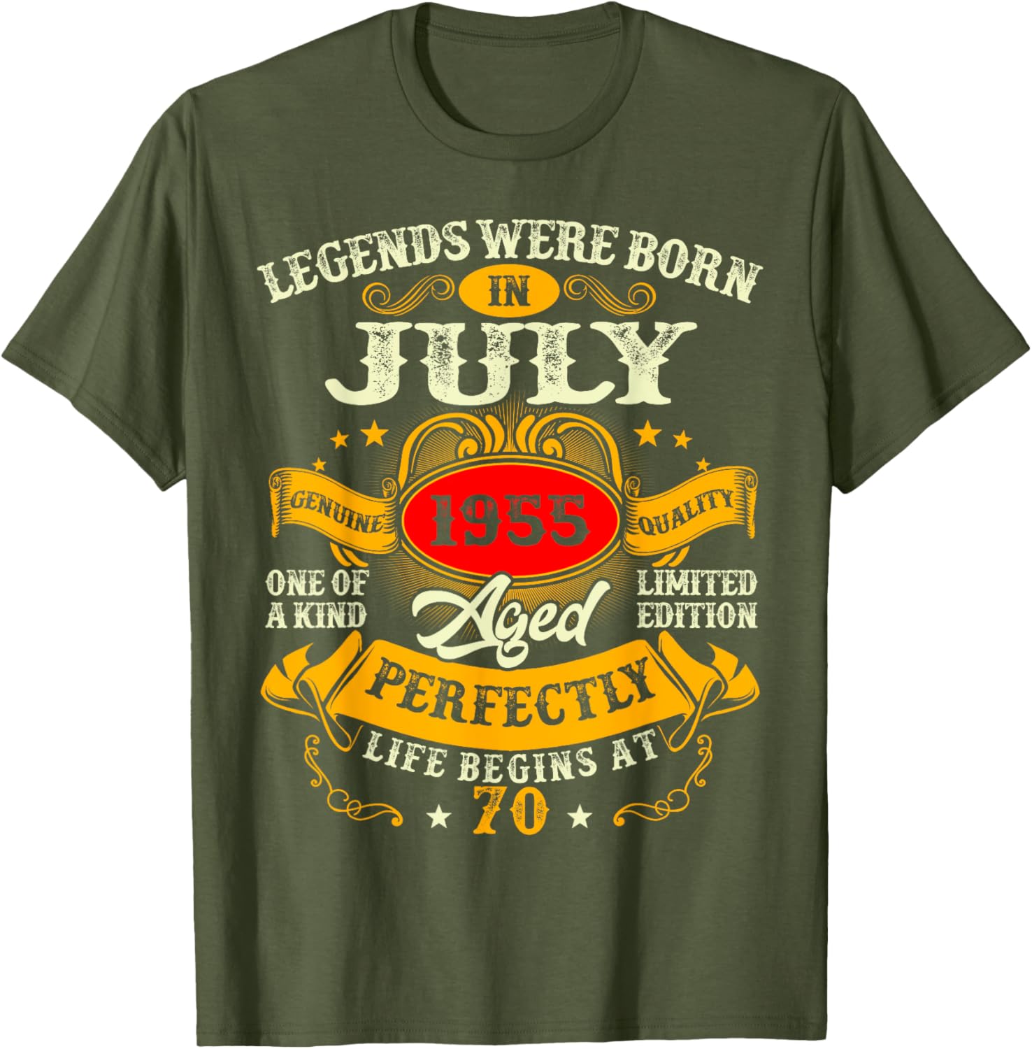 Vintage Retro 70th Birthday T-Shirt for July 1955 Legends Men Women - 4