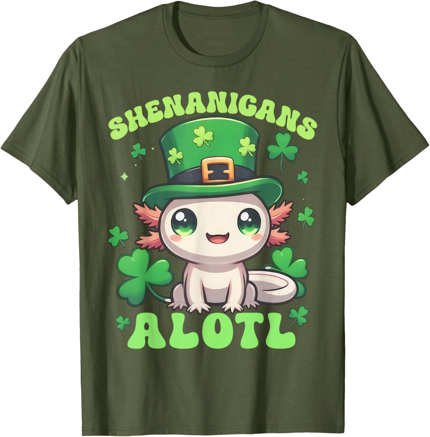 Axolotl St. Patrick's Day Fun T-Shirt for Kids and Adults - 22
