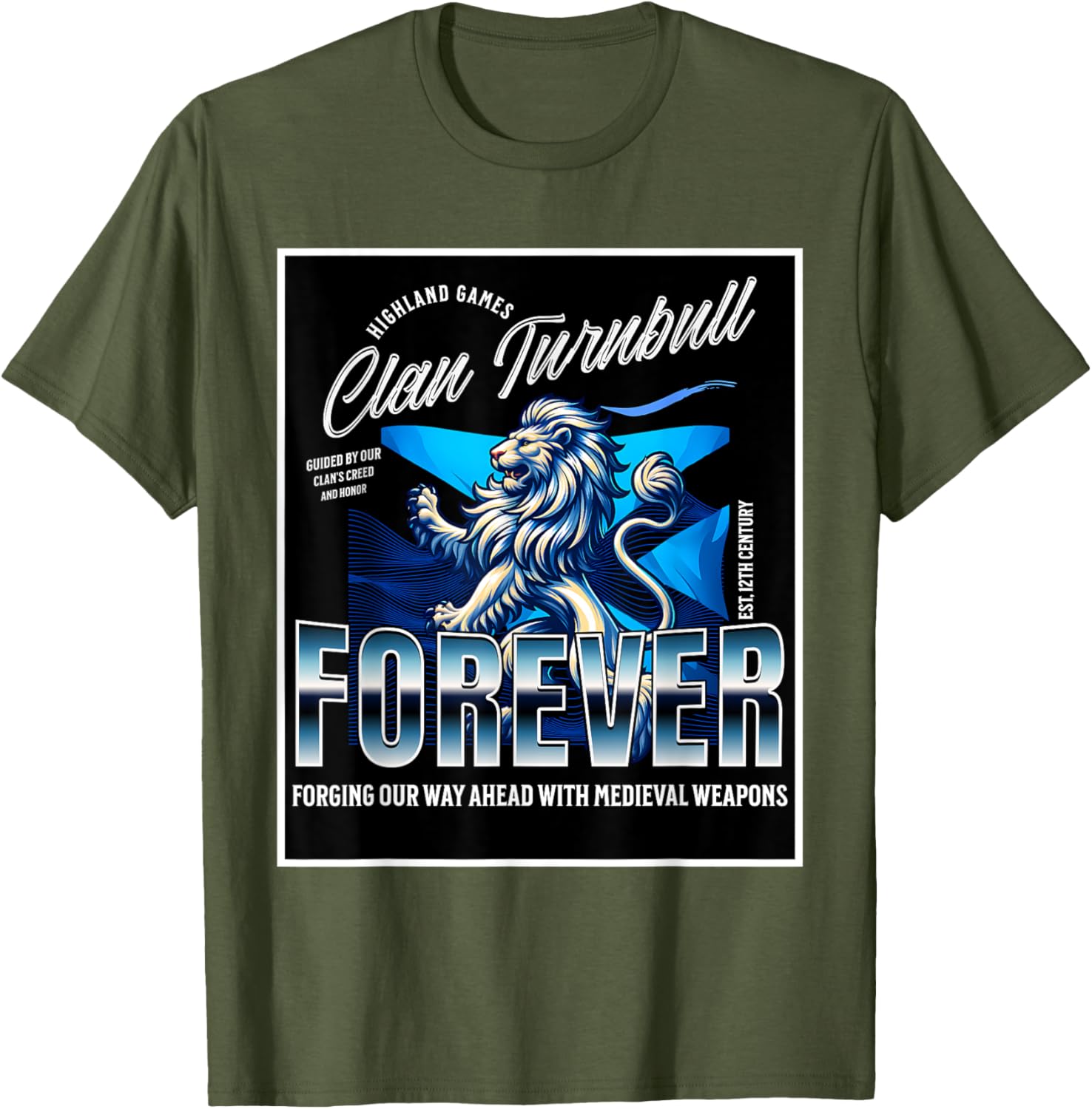 Clan Turnbull Strength and Honor Lion Roots T-Shirt for Family Pride - 23