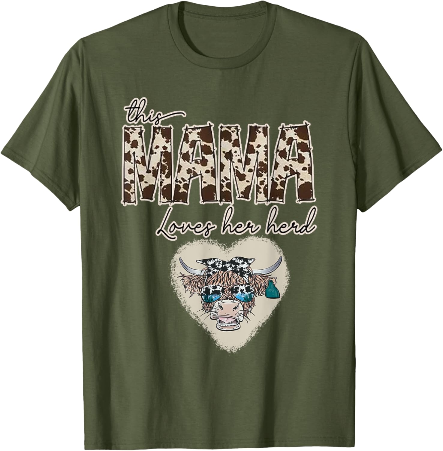 Cute Cow Print Mama Shirt for Farmers, Love Your Herd T-Shirt - 12