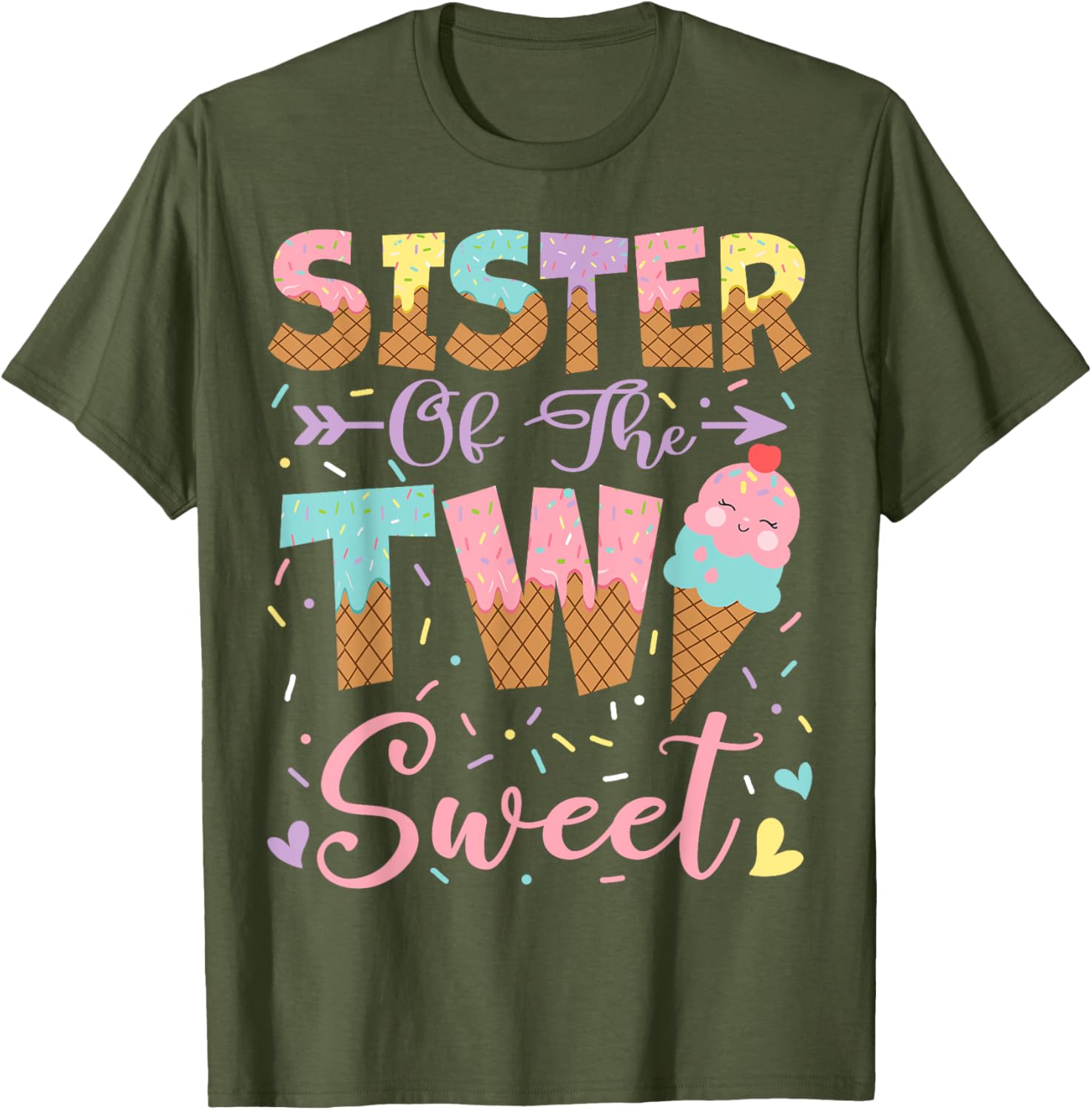 Adorable Sister of the Two Sweet Summer Ice Cream Birthday T-Shirt - 2