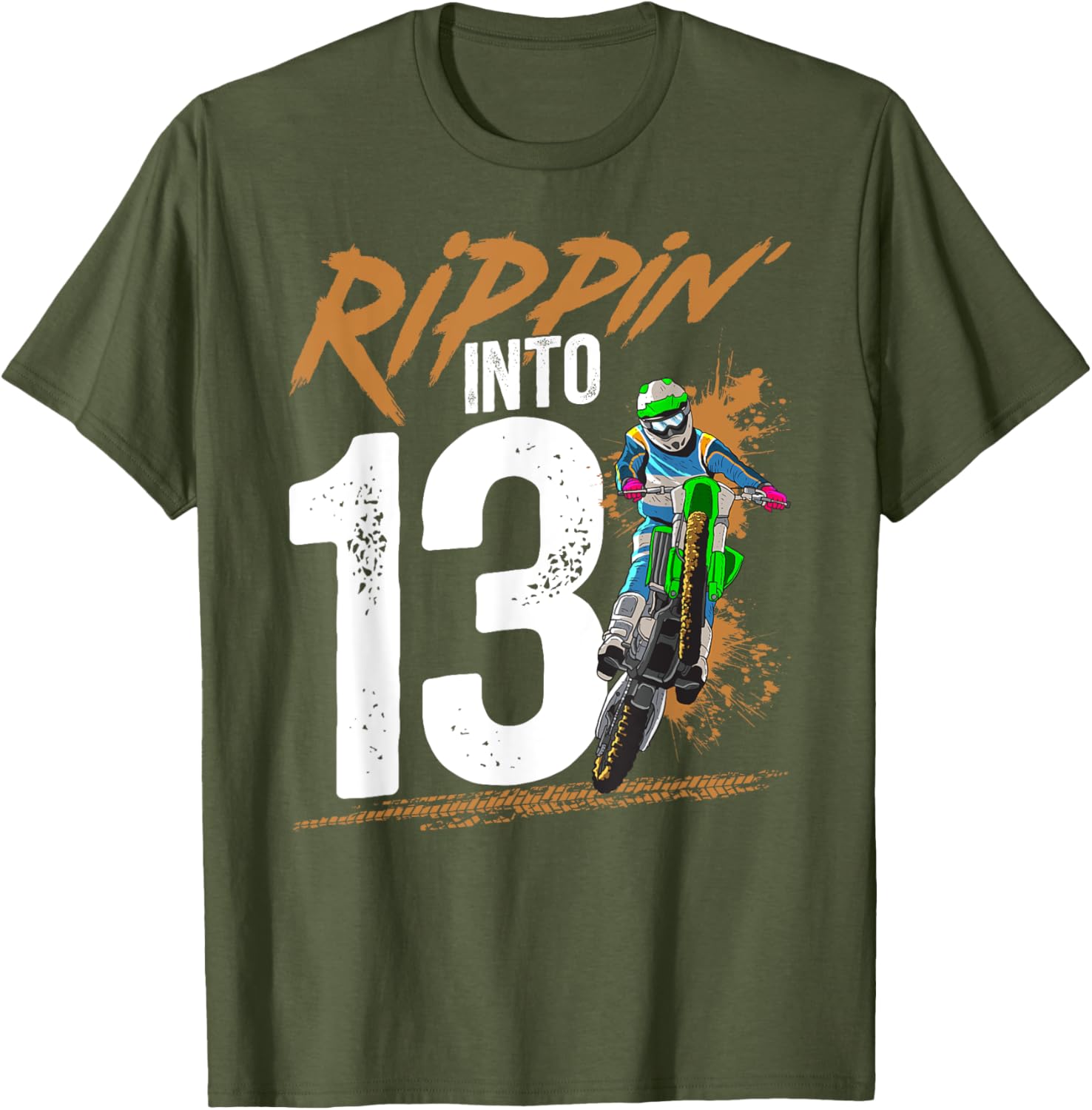 Cool 13th Dirt Bike Birthday Party T-Shirt for Young Bikers - 16