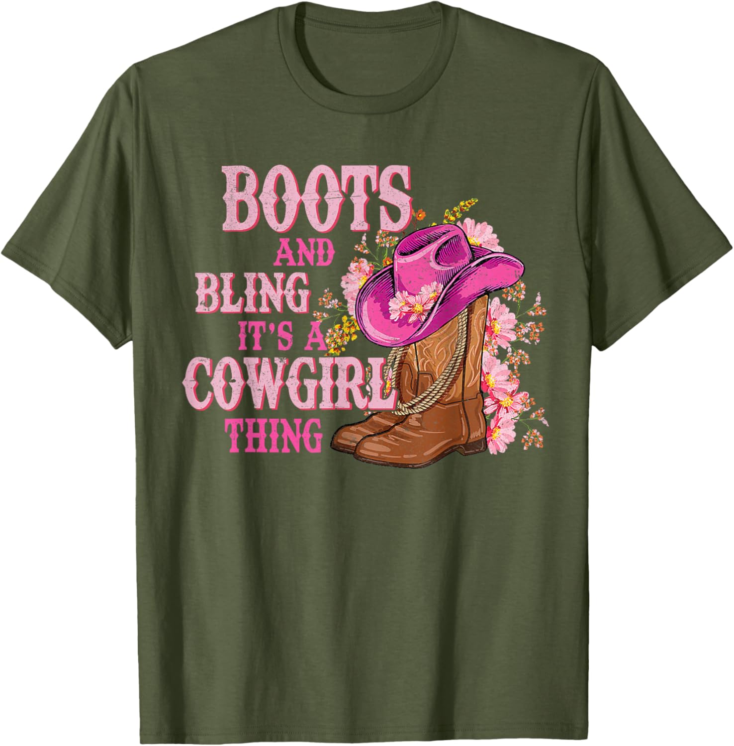 Cowgirl Style Boots and Bling Rodeo Love T-Shirt for Country Girls - 10