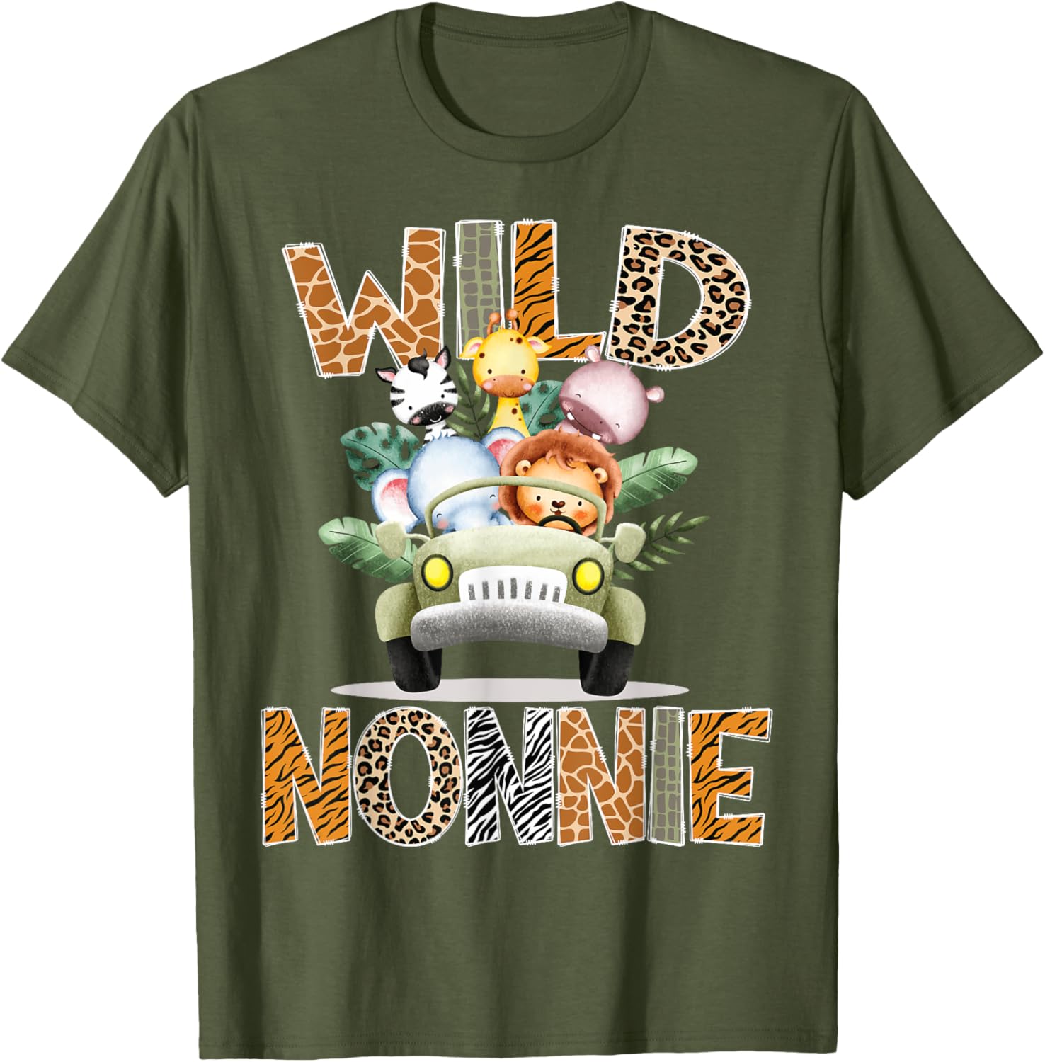 Wild Nonnie Safari Jungle Animals 1st Birthday Truck T-Shirt for Kids - 9