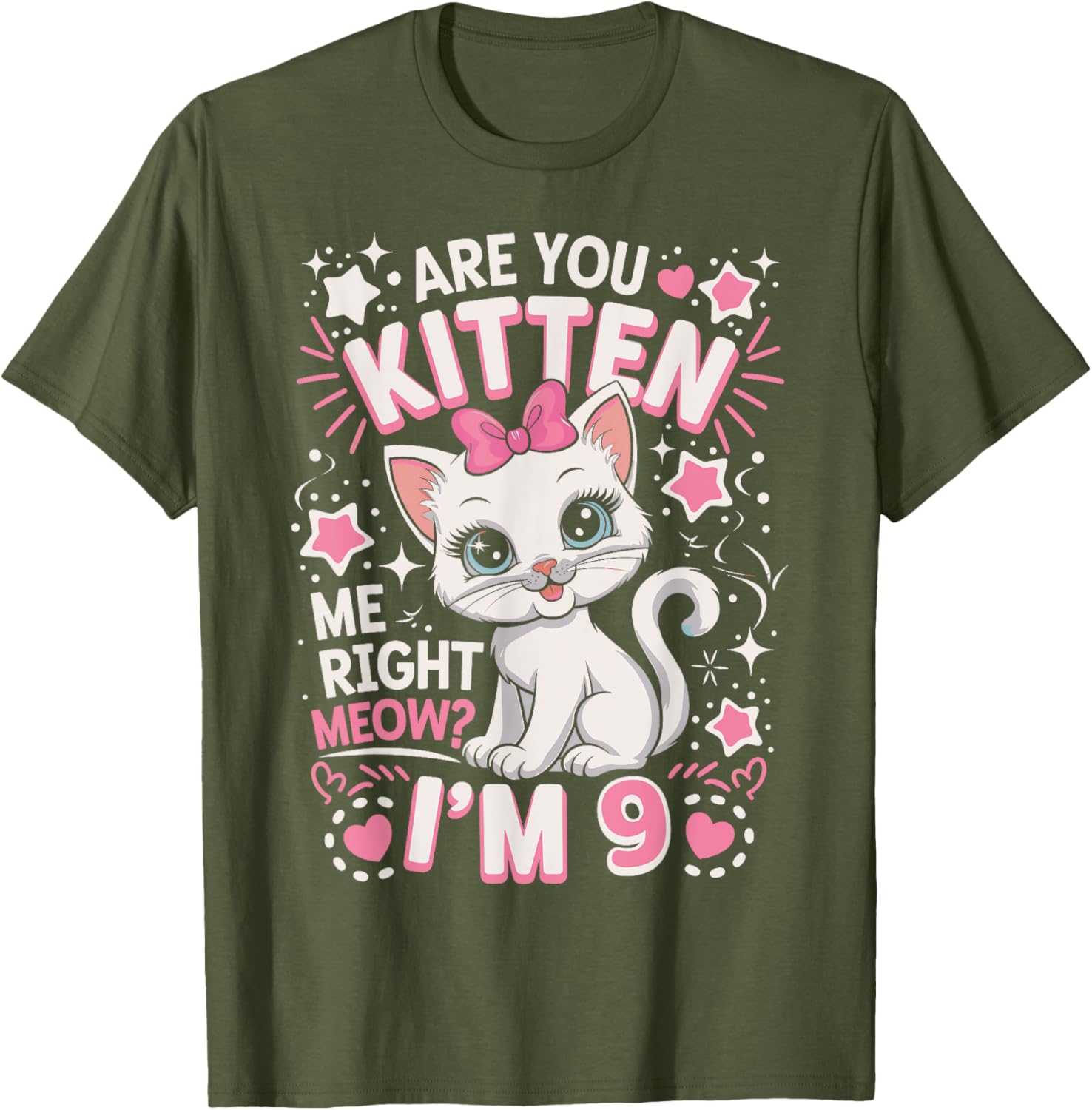 Cute 9th Birthday Cat Girls T-Shirt Are You Kitten Me Right Meow? - 16