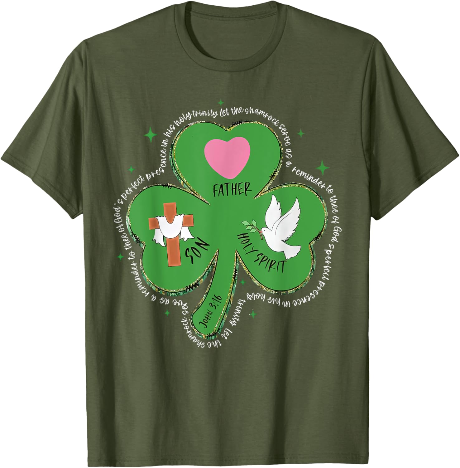 Shamrock Holy Trinity T-Shirt Father Son Holy Spirit Patrick Style - 6
