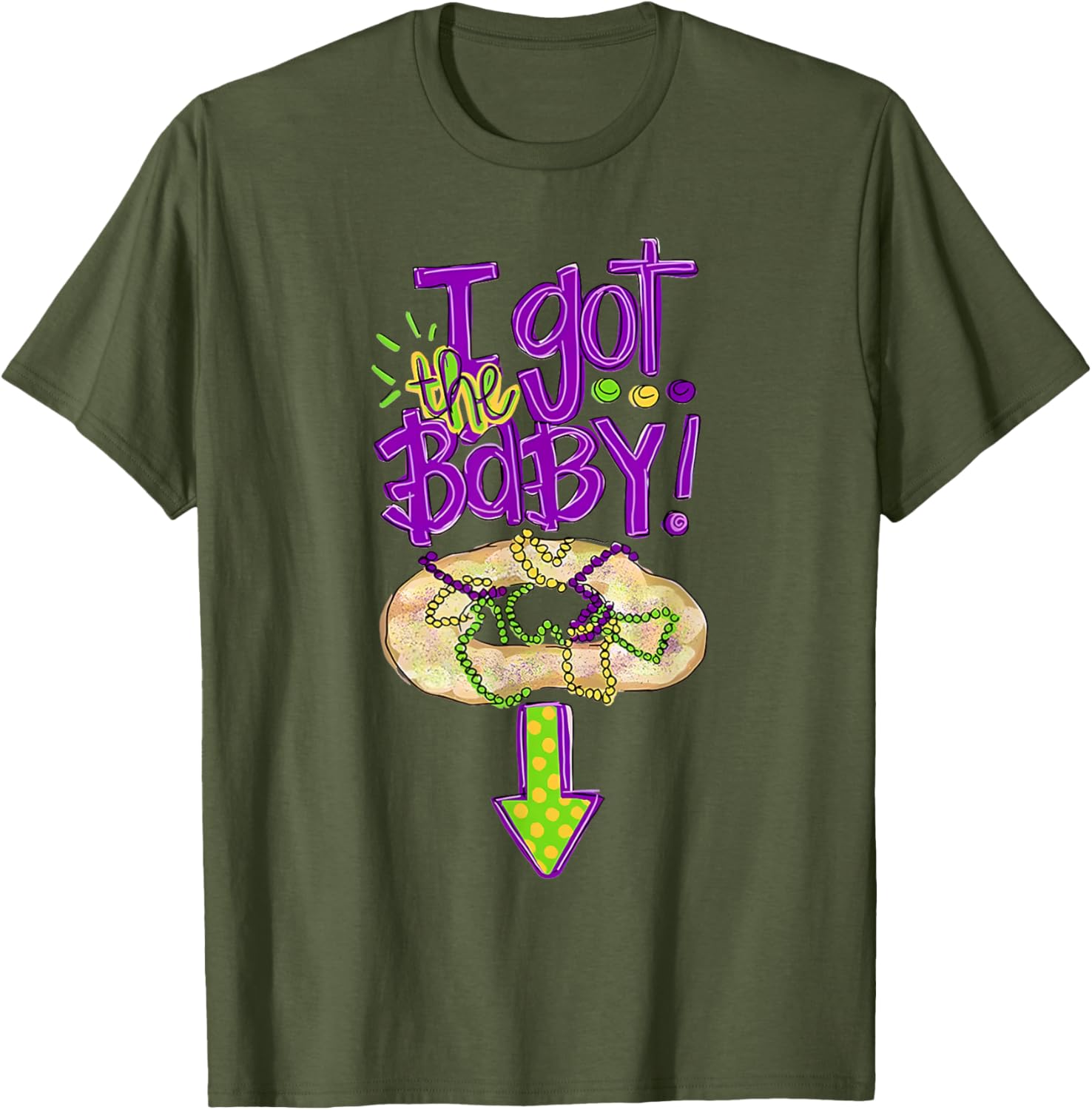 Baby Mardi Gras King Cake Reveal T-Shirt for New Orleans Celebrations - 20