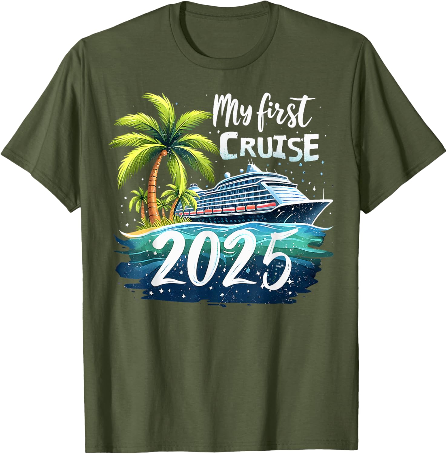 Funny My First Cruise 2025 T-Shirt for First Time Vacationers - 25