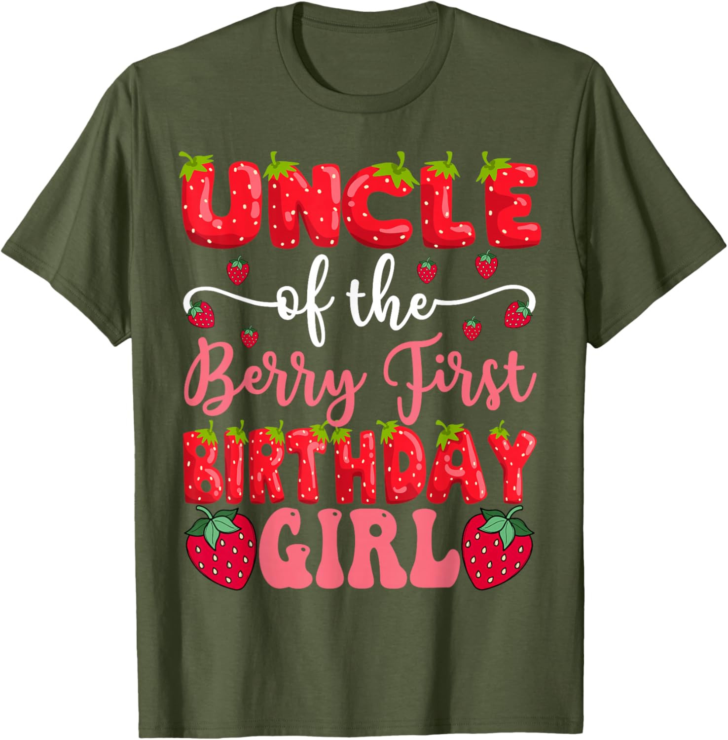 Adorable Uncle Of The Berry First Birthday Girl Strawberry T-Shirt - 2