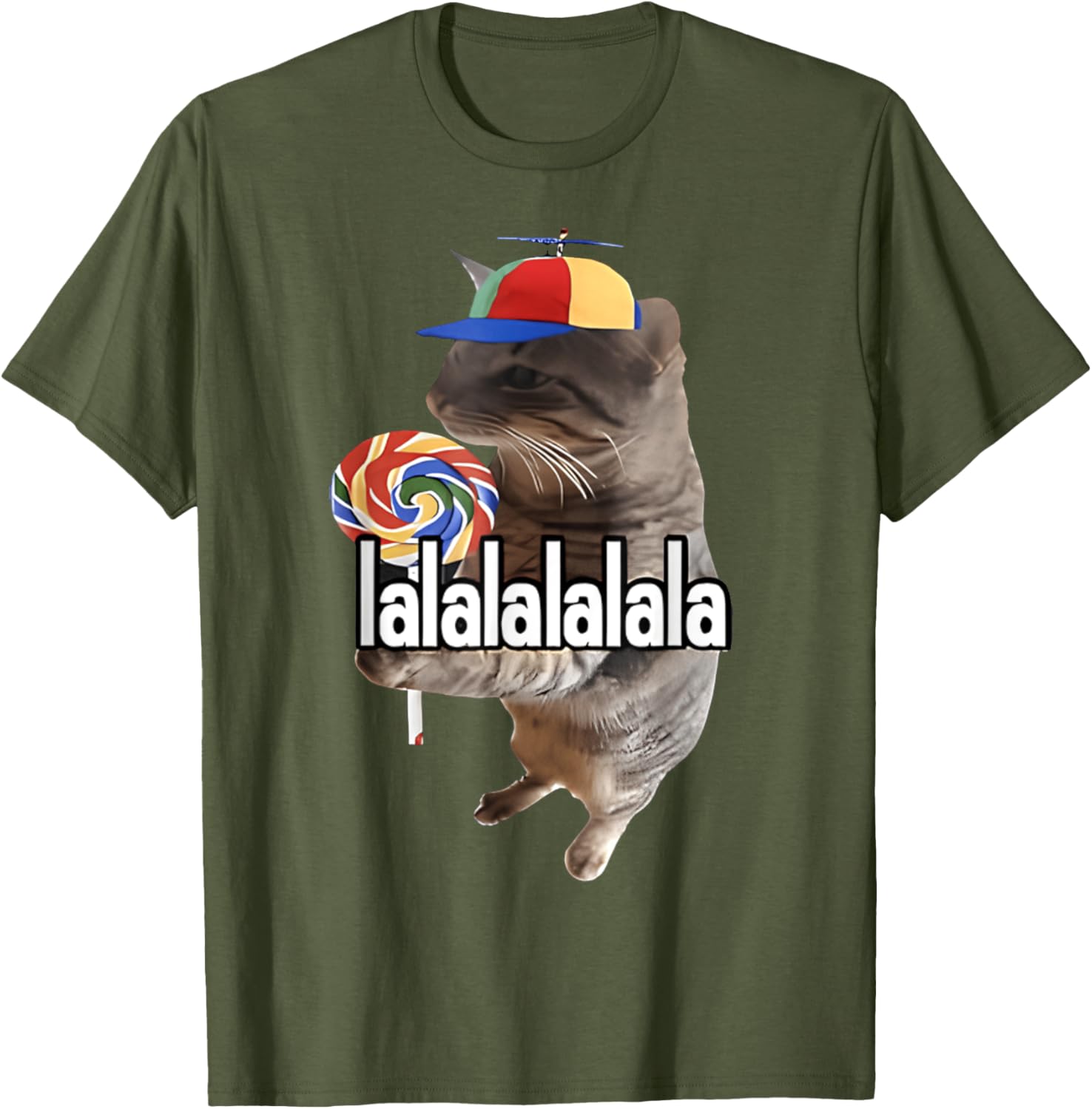 Silly Cat with Lollipop Funny Meme T-Shirt for Men, Women, Kids - 20