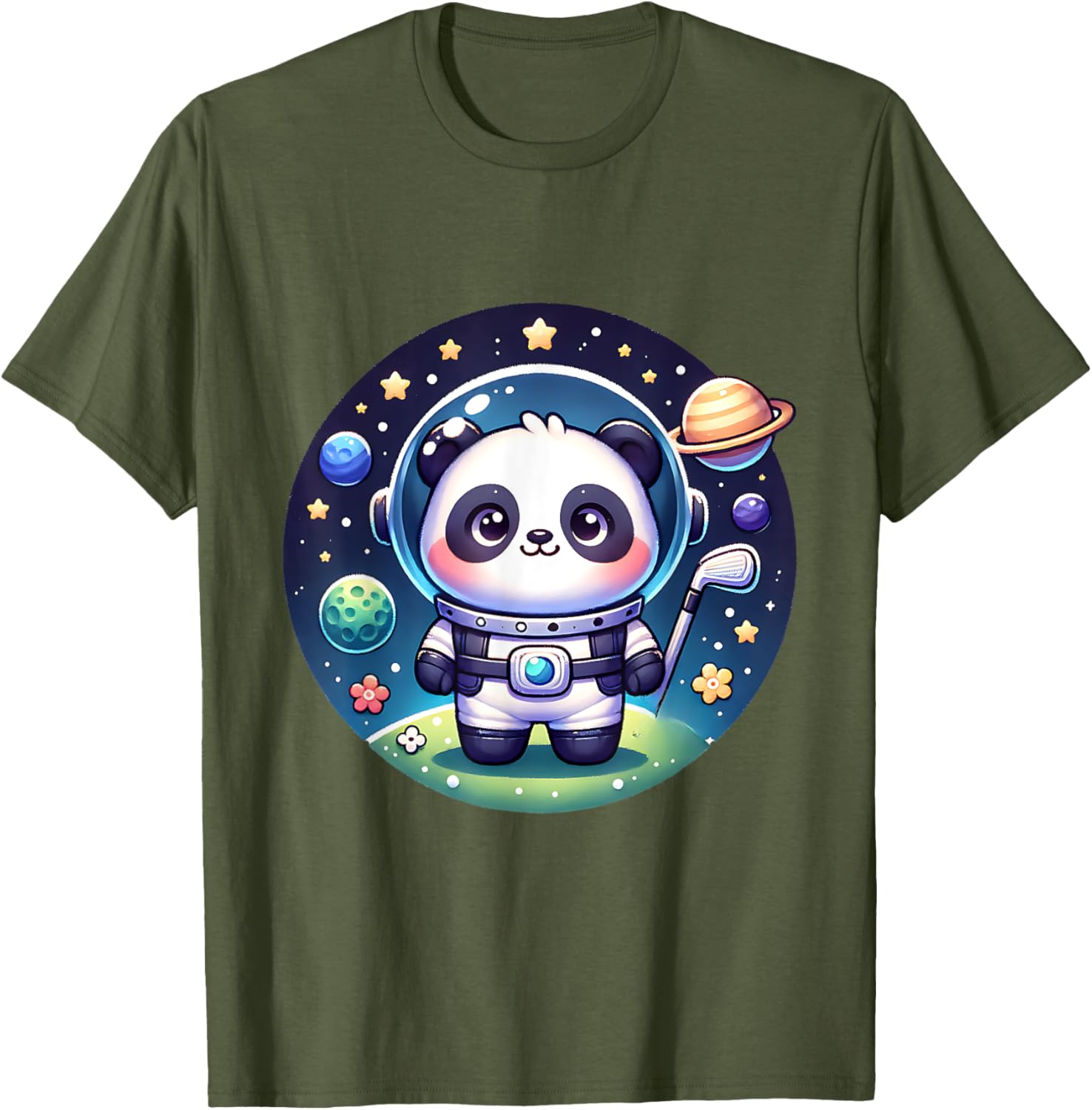 Cosmic Golfer Panda Bear Astronaut T-Shirt for Golf Lovers - 10