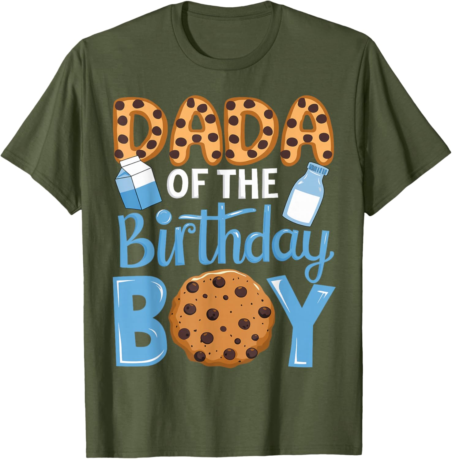 Dada of The Birthday Boy Milk and Cookies Dad 1st Birthday T-Shirt - 15