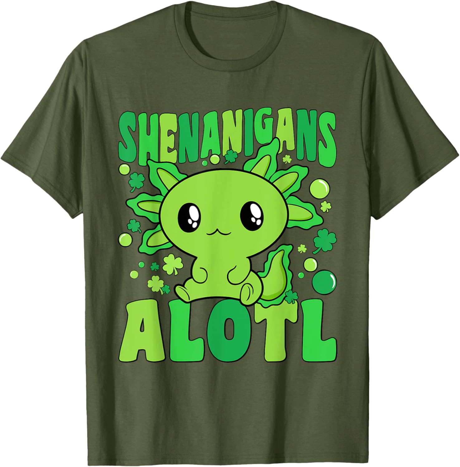 Cute Axolotl St Patricks Day T-Shirt for Kids - Fun Alotl Design - 25