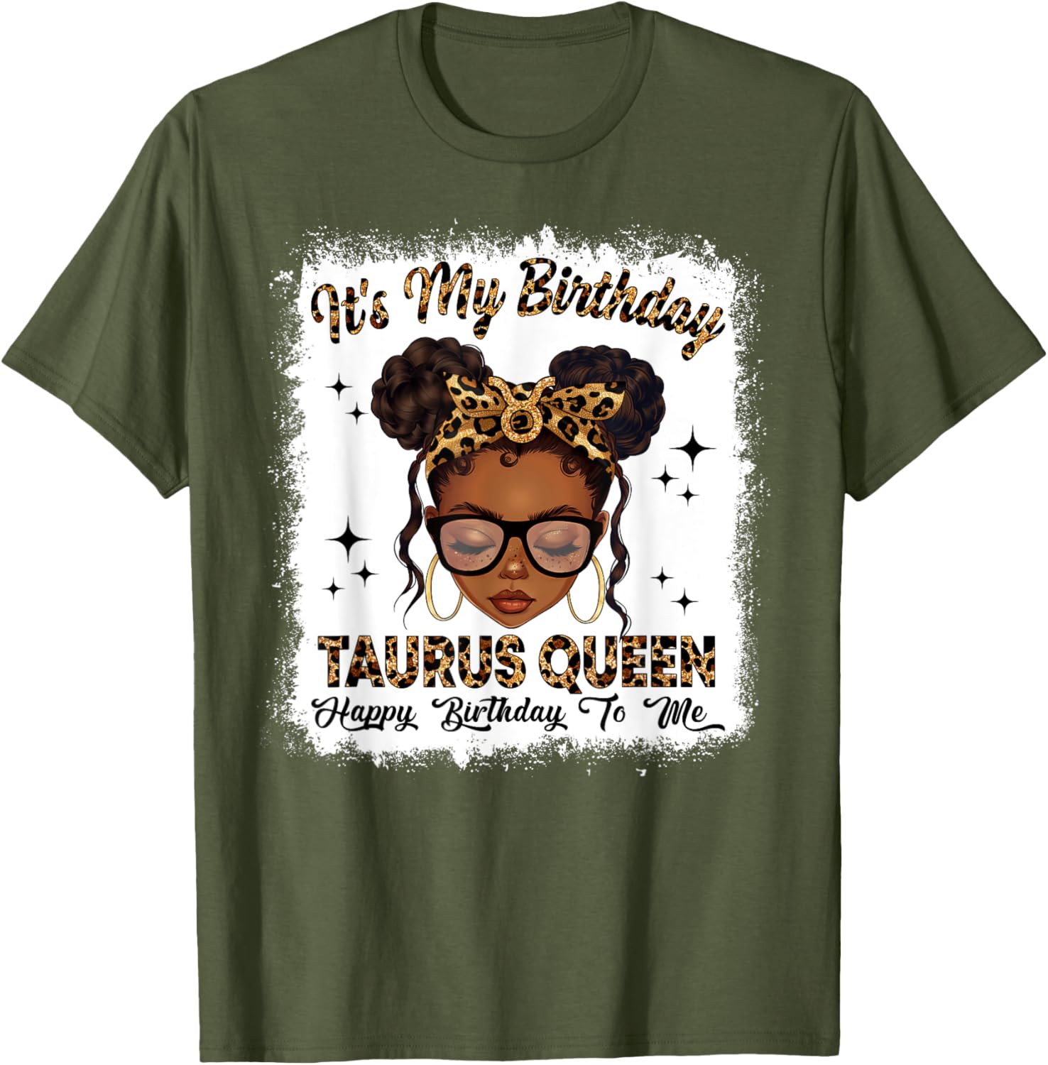 Taurus Queen Messy Bun T-Shirt for Women – Zodiac Birthday Gift - 3