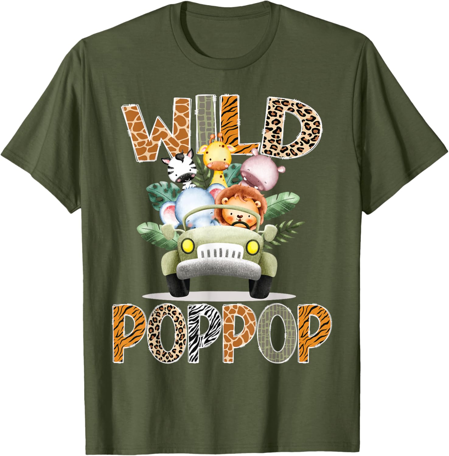 Wild PopPop Safari Jungle Animals 1st Birthday Truck T-Shirt for Kids - 3