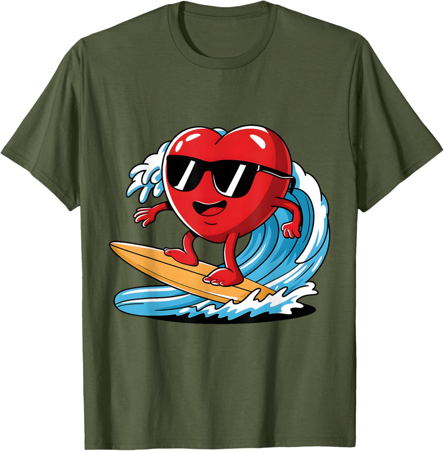 Surfing Heart Funny T-Shirt for Boys and Men - Perfect Valentine's Gift - 8
