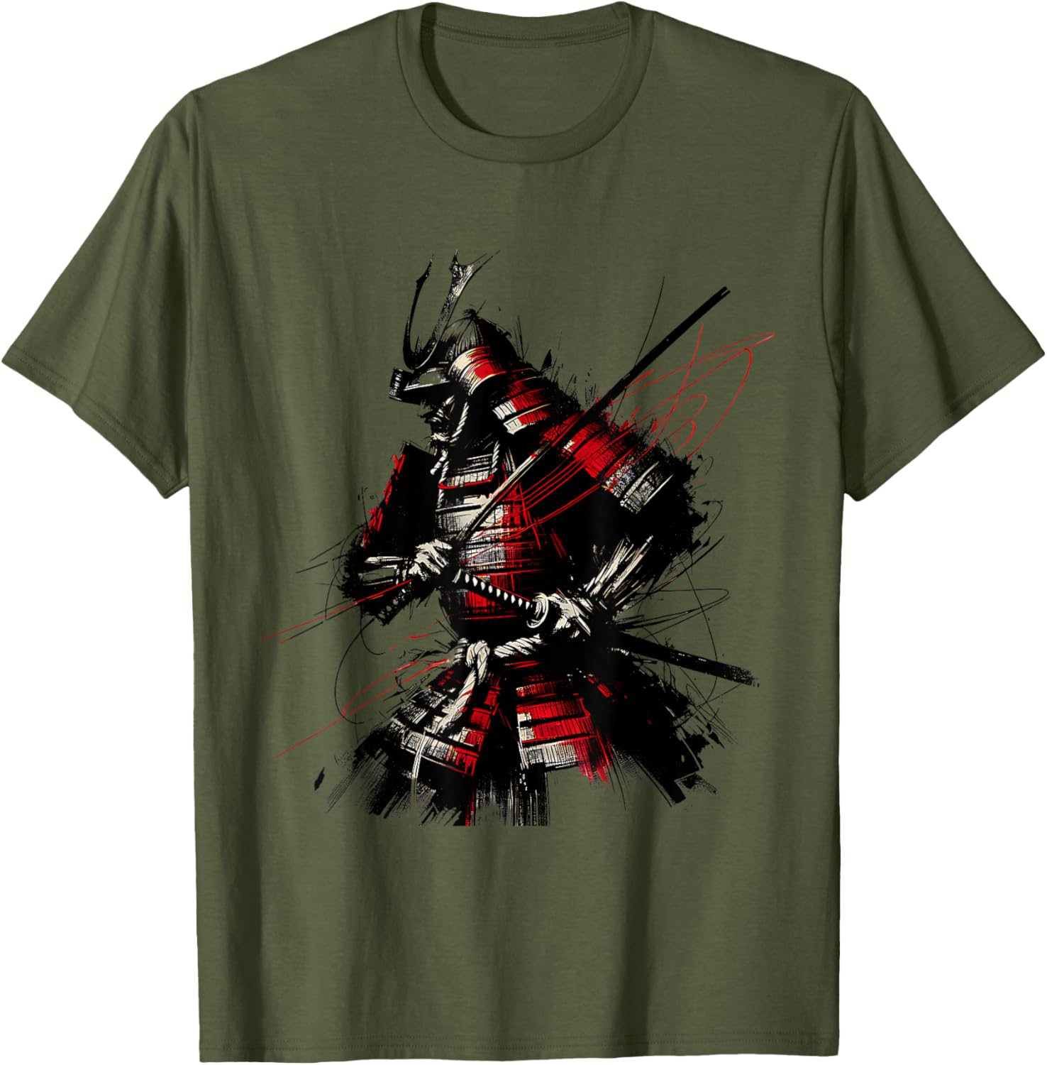 Samurai Brush Stroke Vintage Fighter T-Shirt for Art Lovers - 17