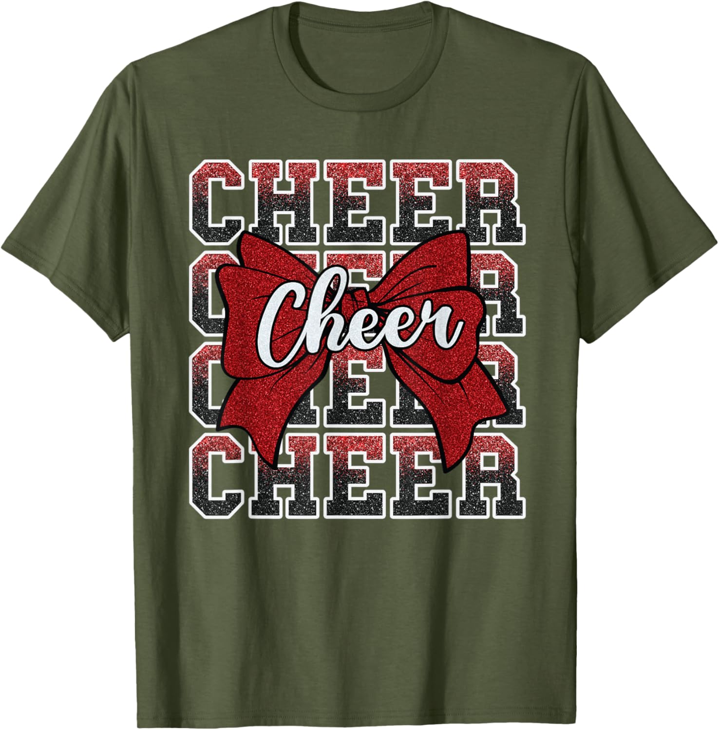 Coquette Cheer Bow Funny Sport Cheerleader Red T-Shirt for Cheer Fans - 11