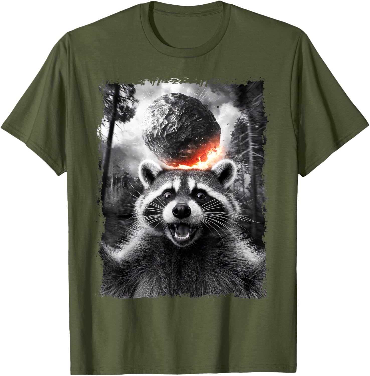 2024 Raccoon Asteroid Impact Selfie Photo T-Shirt for Fun Earth Lovers - 23