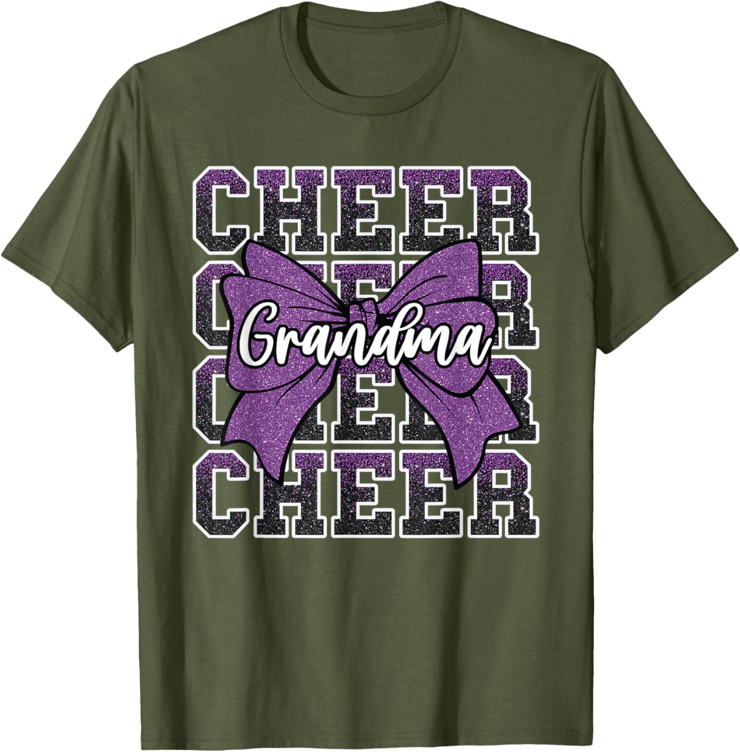 Cheer Grandma Bow Sport Purple T-Shirt for Cheerleaders and Fans - 11
