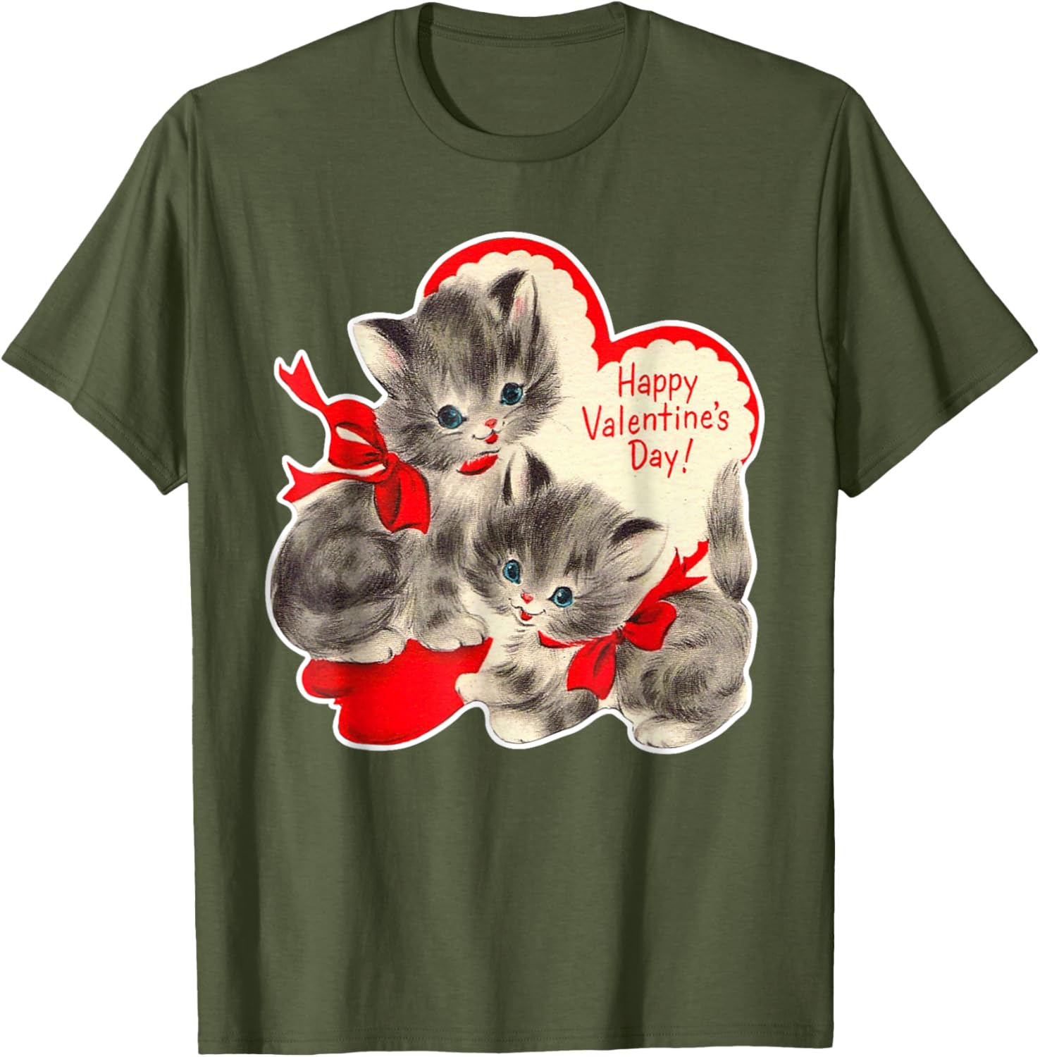 Vintage Valentine's Day Cat T-Shirt Retro Kitten Love Top for Pet Lovers - 15