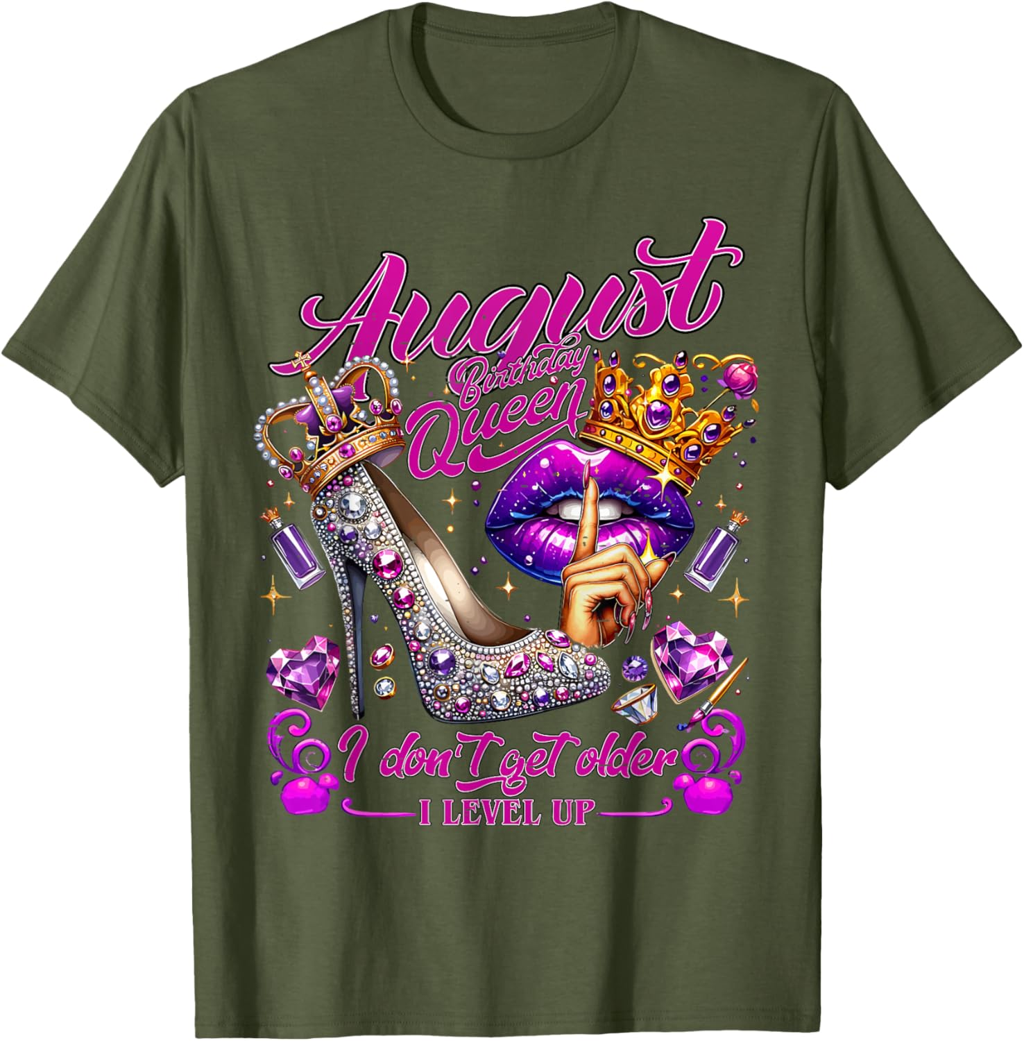 Cute August Birthday Queen T-Shirt I Don't Get Older I Level Up - 10