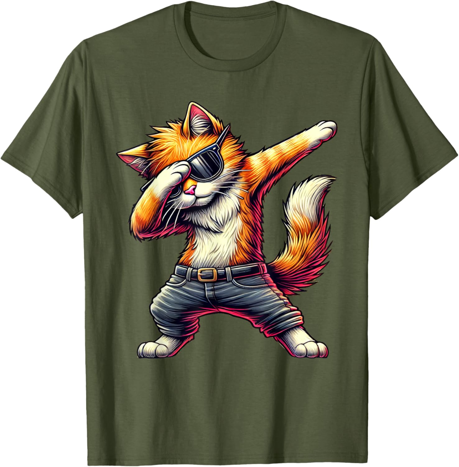Cool Cat Dabbing in Sunglasses T-Shirt for Cat Lovers and Fashion Fans - 9