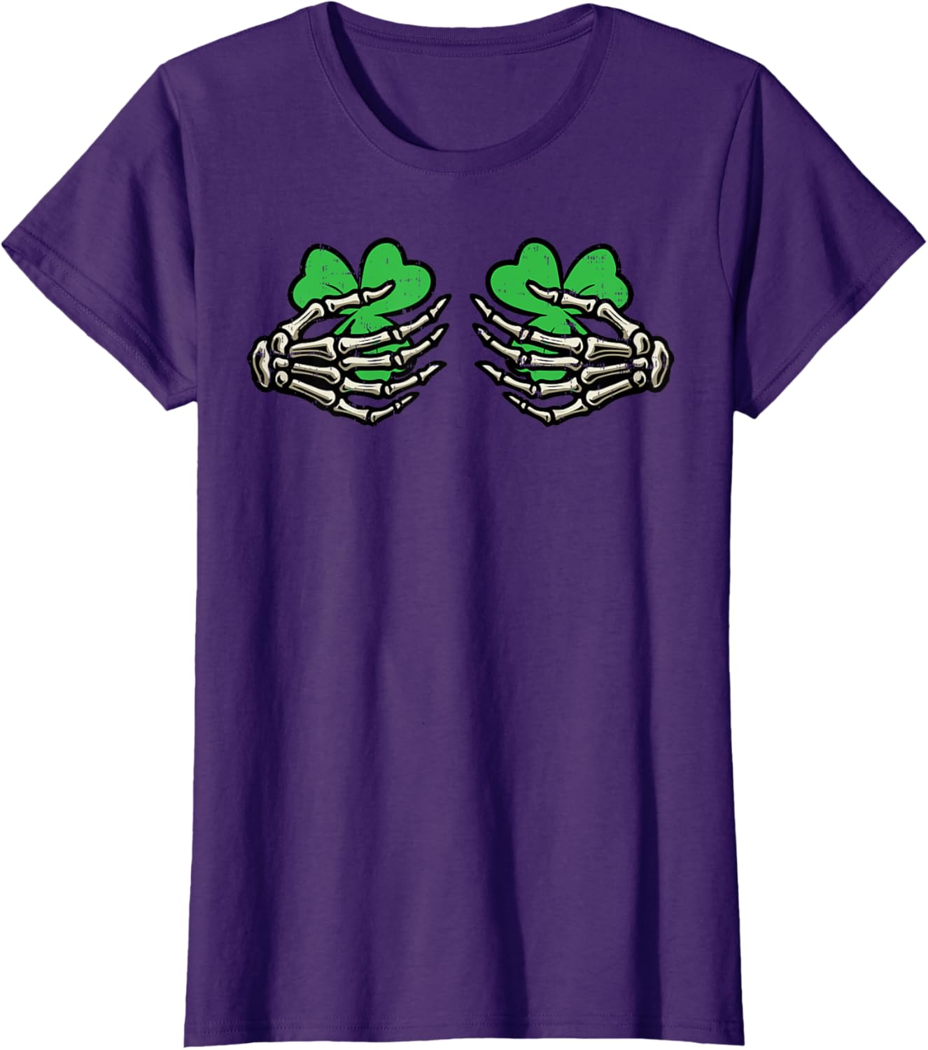 St Patricks Day Skeleton Hand Clover T-Shirt for Women - Fun Saint Patty's Style - 8