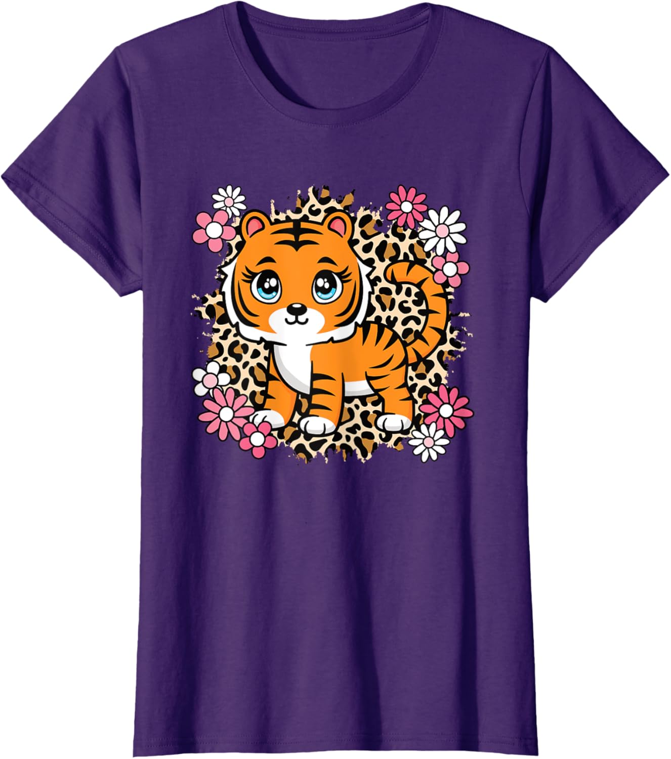 Cute Tiger Flowers T-Shirt for Women Girls and Kids - Perfect Gift for Tiger Lovers - 8