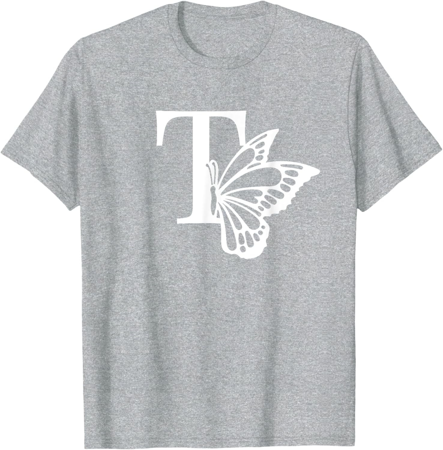 Butterfly Monogram Initial T T-Shirt Stylish Alphabet Tee for Women - 1