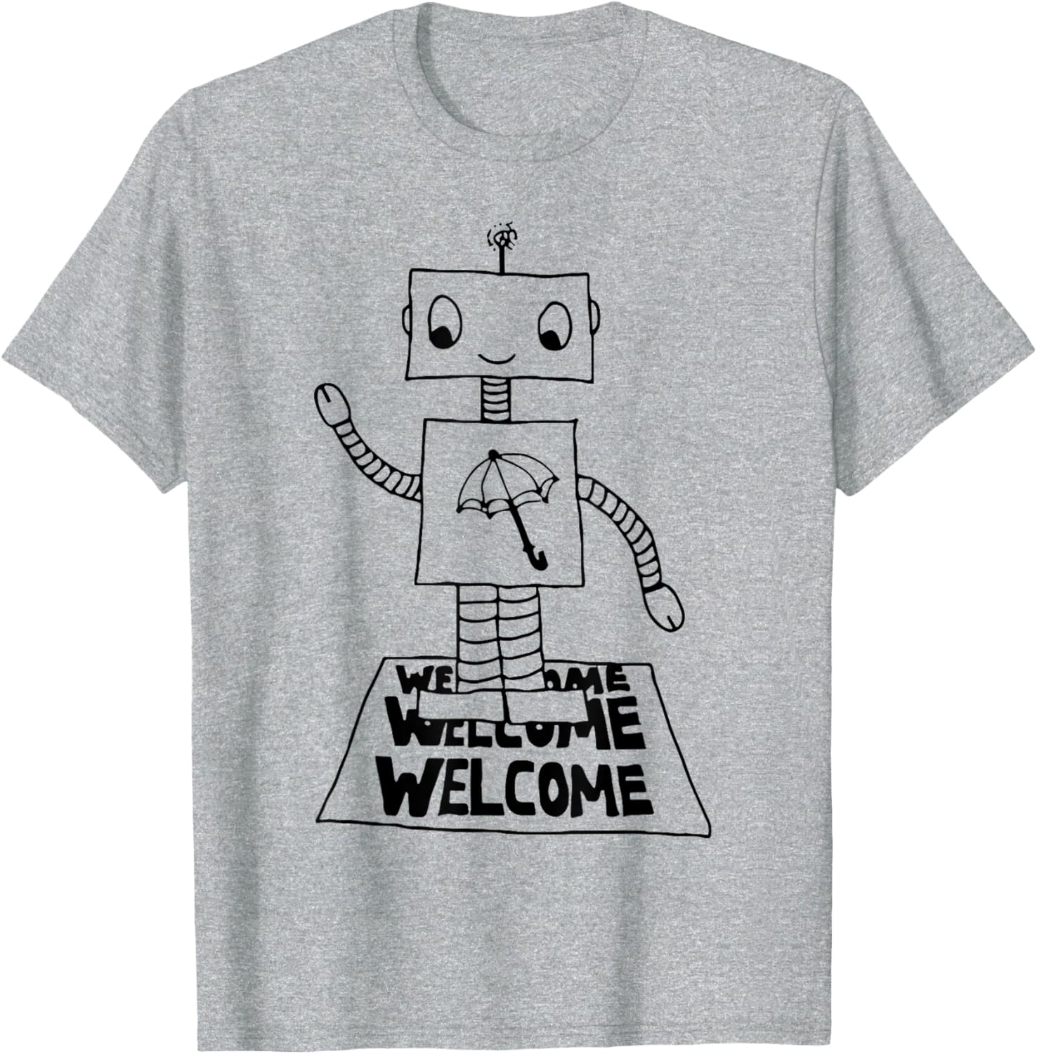Robot Welcome T-Shirt for Fun Casual Wear in Clothing and Shoes - 1