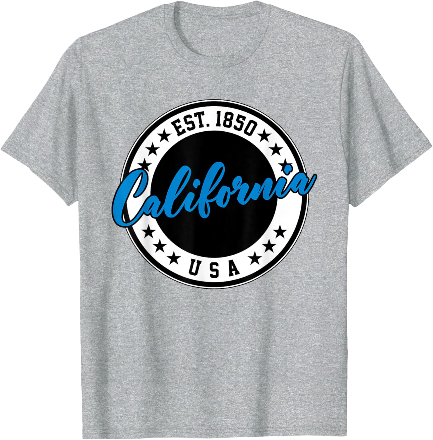 California USA Script Circle Blue Text T-Shirt for Casual Style - 16