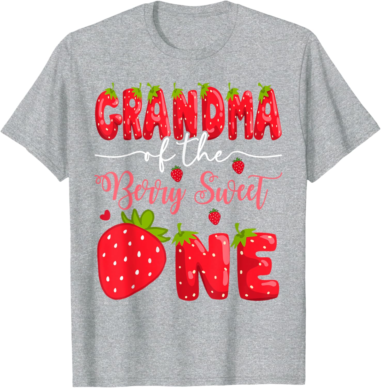 Adorable Grandma of the Berry Sweet One 1st Birthday Strawberry T-Shirt - 2
