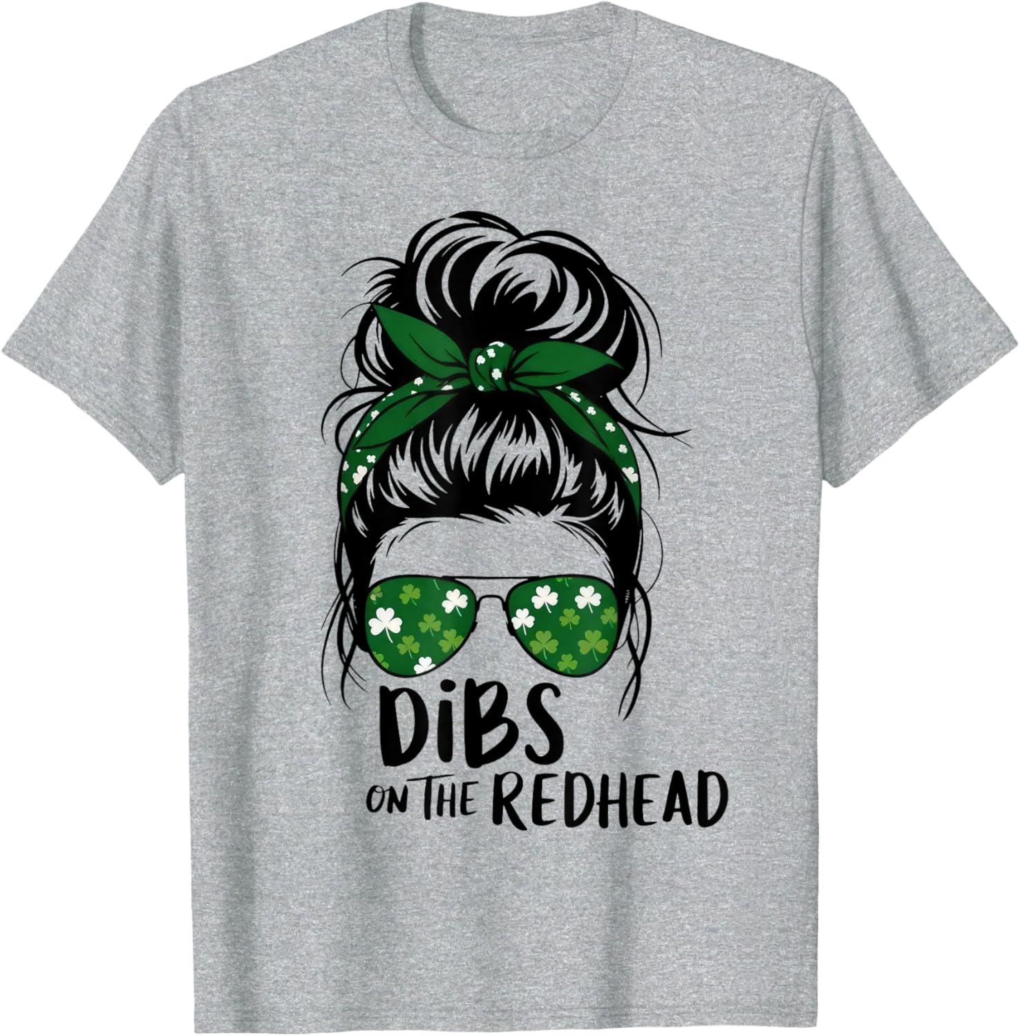 St Patricks Day Messy Bun Shamrock Redhead Dibs T-Shirt for Fun Celebrations - 13