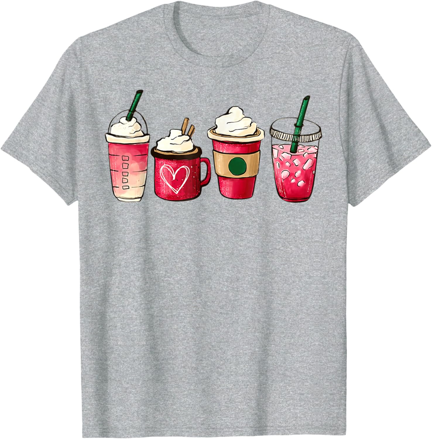 Valentine Heart Latte Iced Coffee T-Shirt for Coffee Lovers - 9