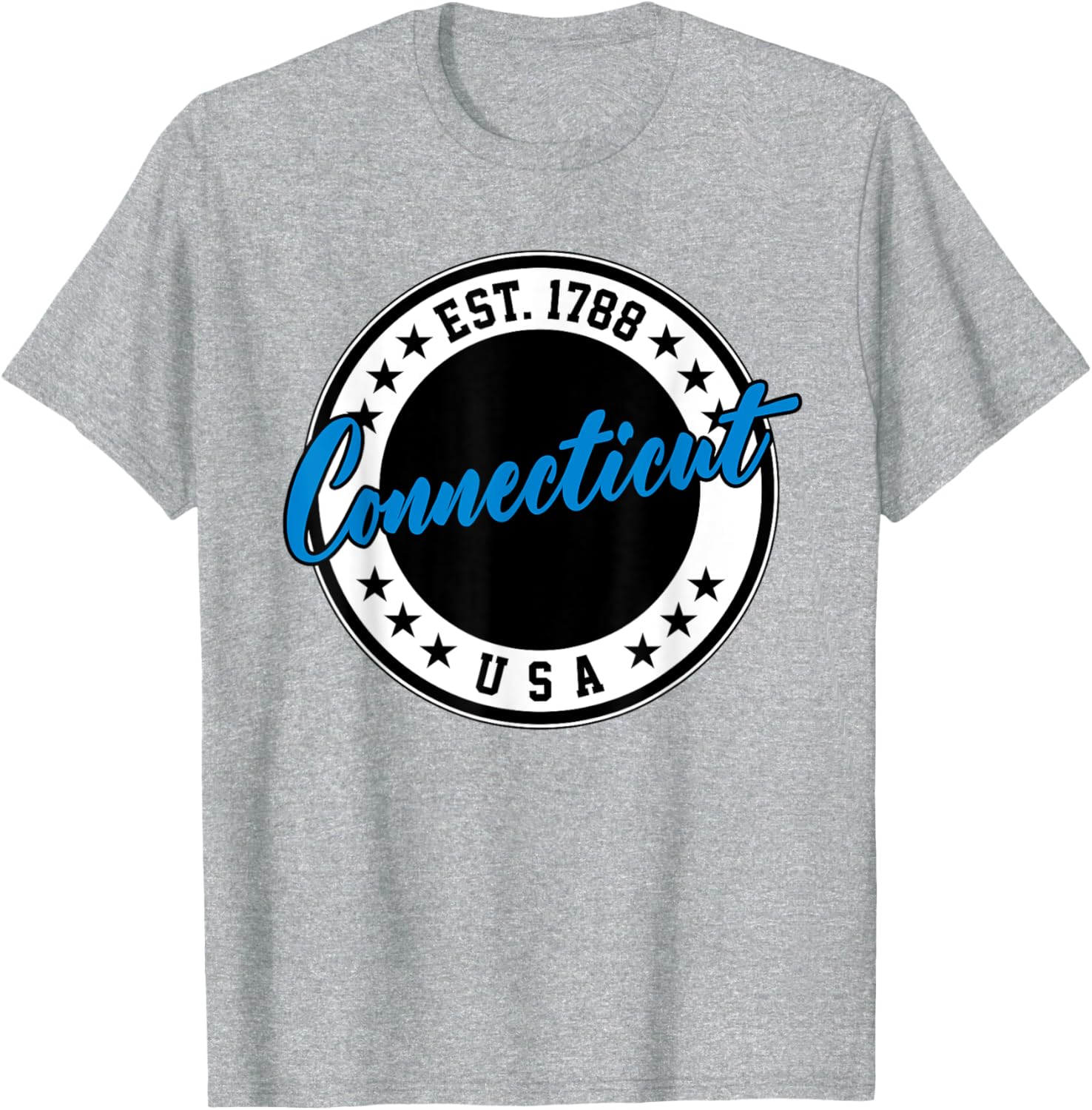 Connecticut USA Script Circle T-Shirt in Blue - Stylish Casual Wear - 11