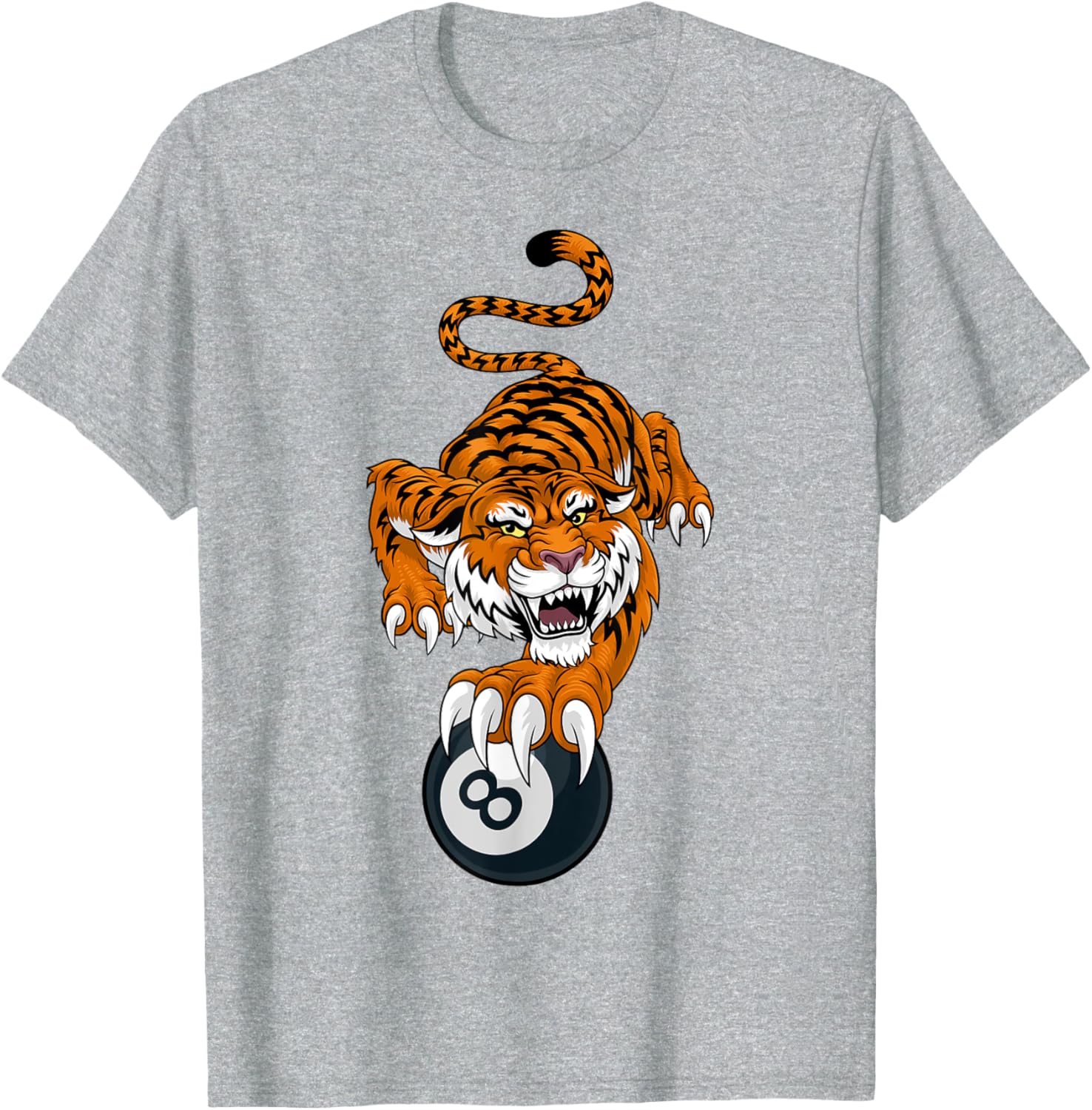 Tiger Angry Pool 8 Ball Billiards Cartoon Character T-Shirt for Fun Style - 10
