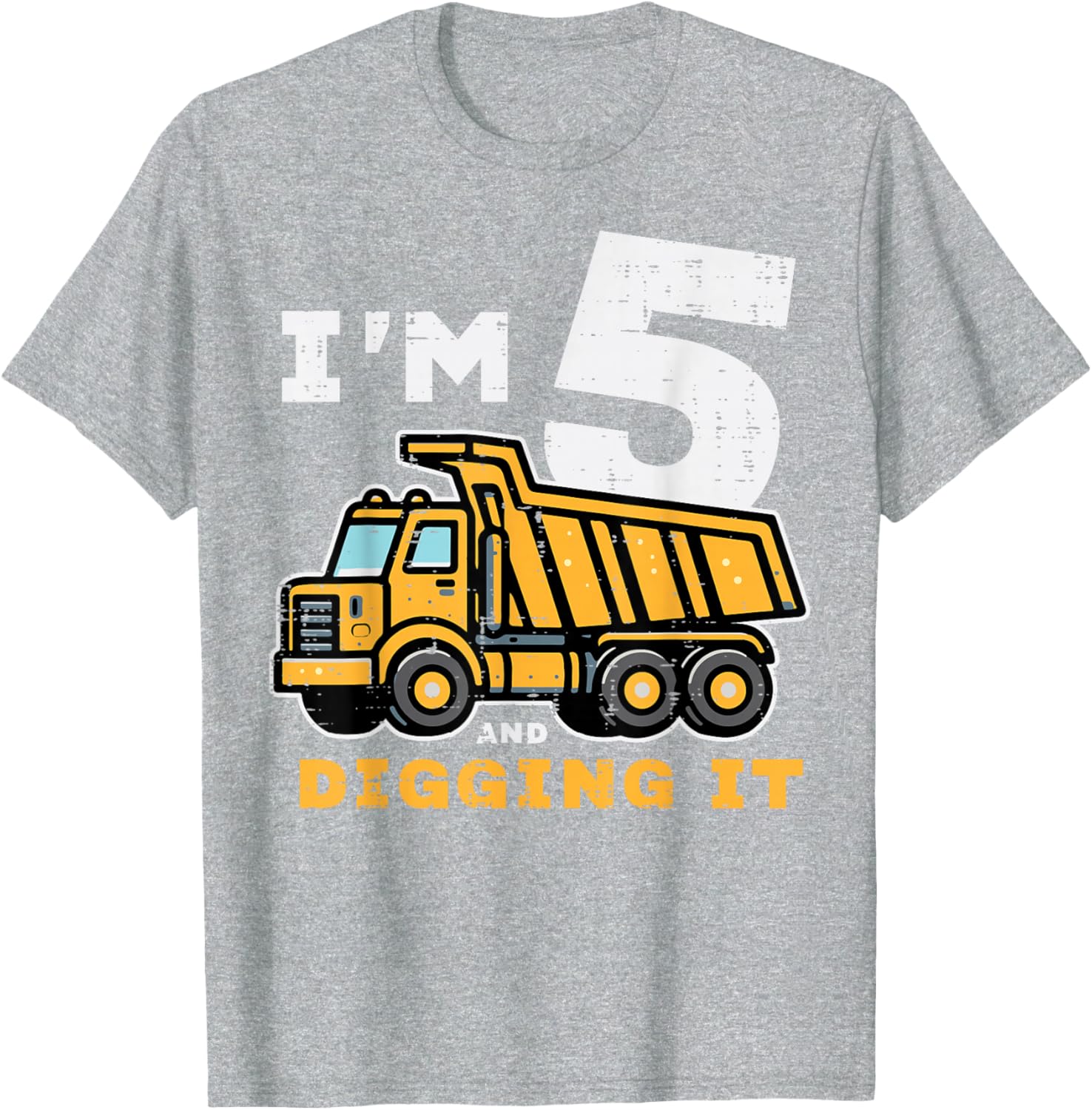 5th Birthday Dump Truck T-Shirt for Boys I’m 5 Digging It Fun Kids Tee - 4