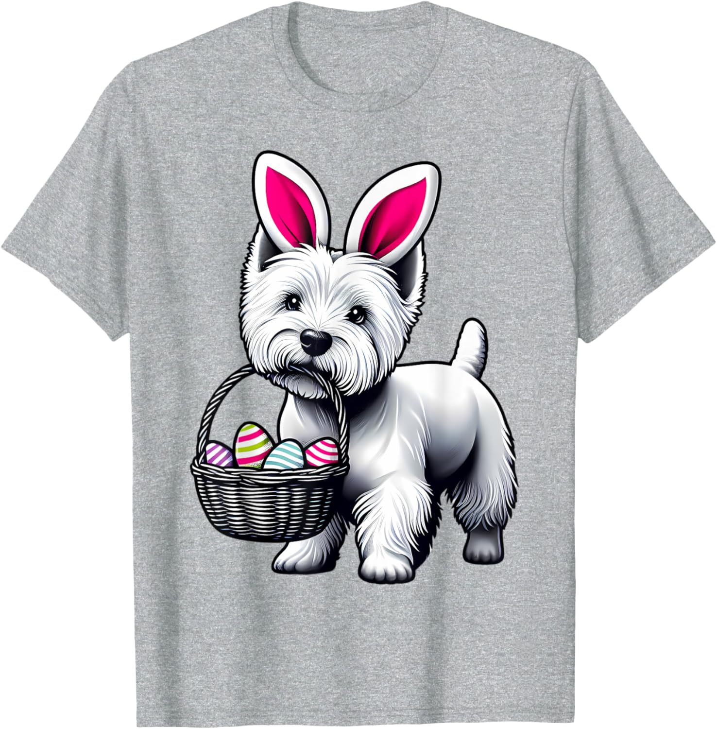Adorable Bunny Ear West Highland Terrier Easter Eggs T-Shirt for Dogs - 5