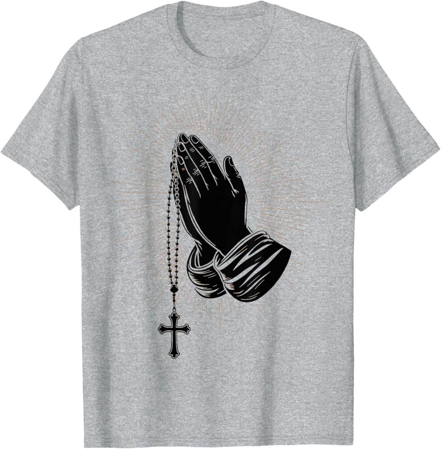 Rosary Praying Hands T-Shirt for Christian Faith Lovers - 1