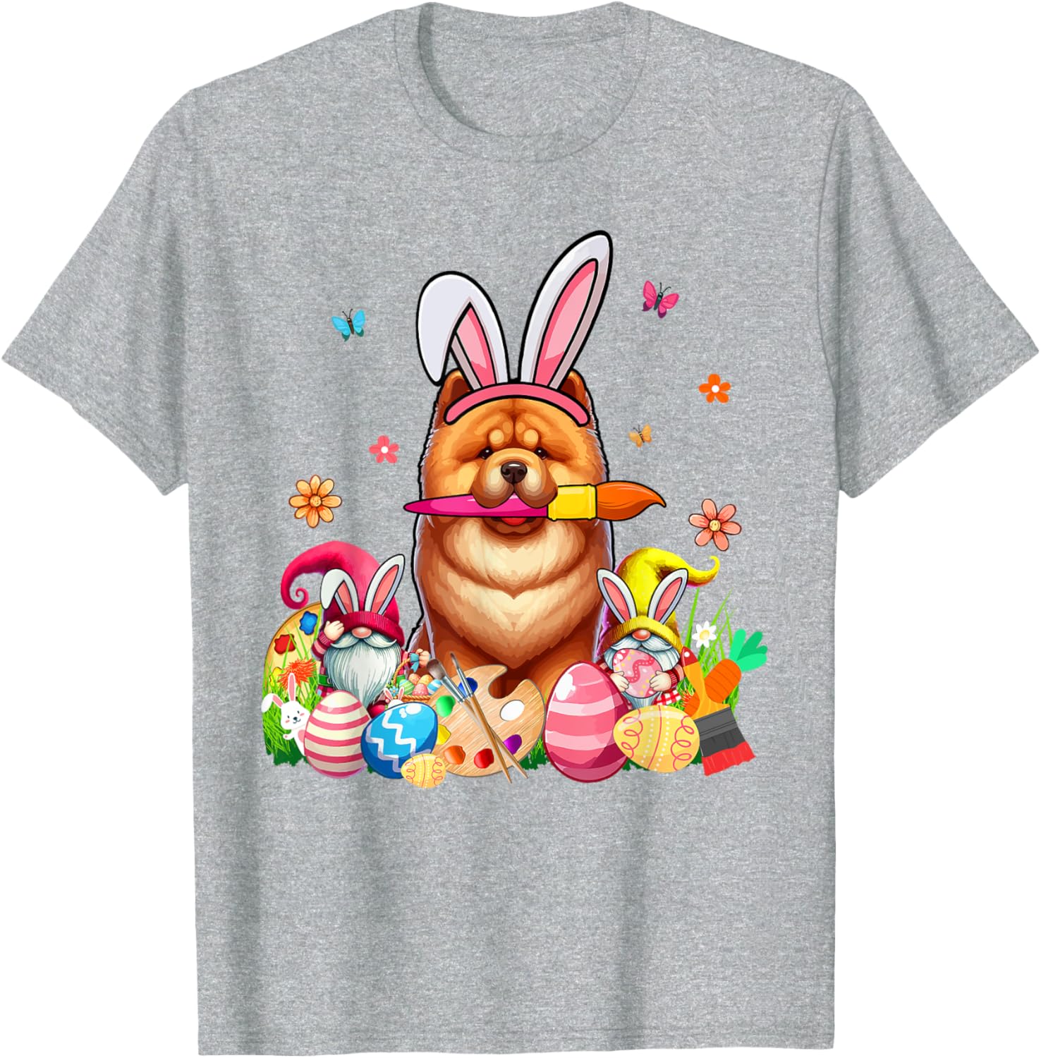Chow Chow Cosplay Bunny Gnome Easter Eggs T-Shirt for Pet Lovers - 1