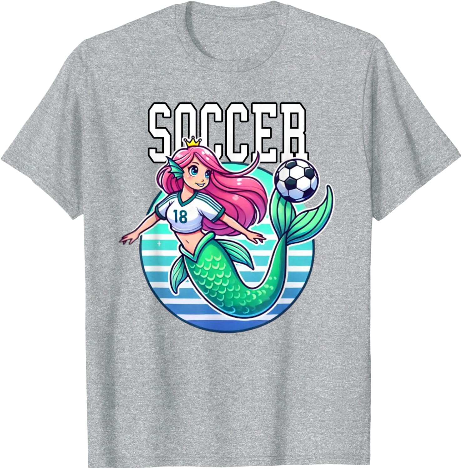 Soccer Mermaid Playing Soccer T-Shirt for Fans of Fun Sports Apparel - 23